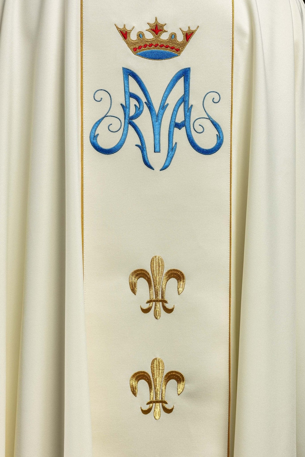 Chasuble de Notre - Dame de Czestochowa en écru avec motif KOR/201/05/01 ECRU - CHASUBLES.FR