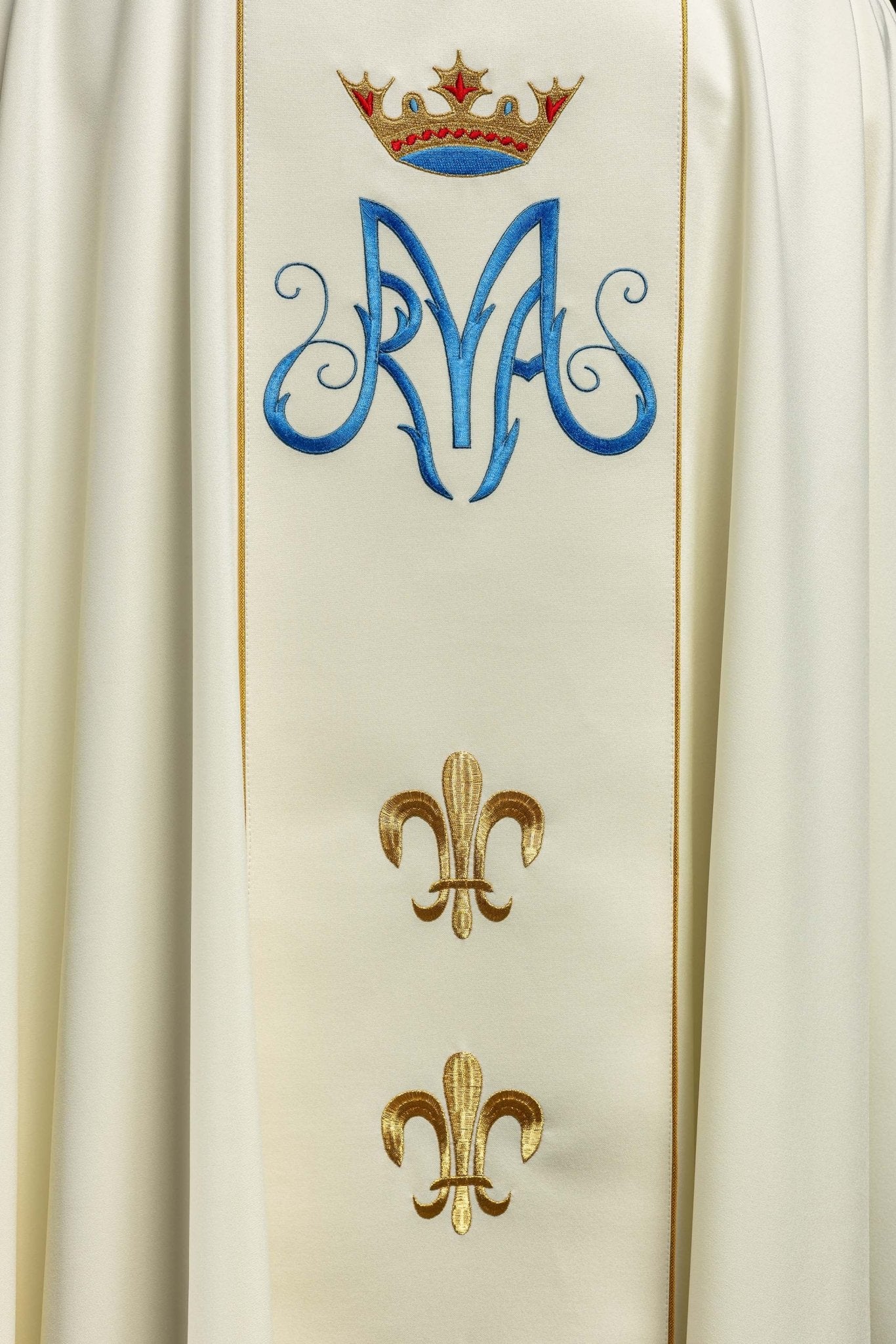 Chasuble de Notre - Dame de Czestochowa en écru avec motif KOR/201/05/01 ECRU - CHASUBLES.FR
