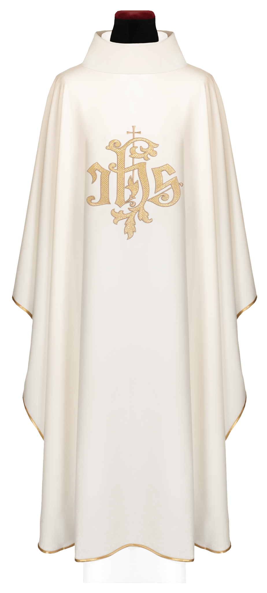 Chasuble écru brodé avec le symbole IHS en or KDT/7047/05/12 - CHASUBLES.FR