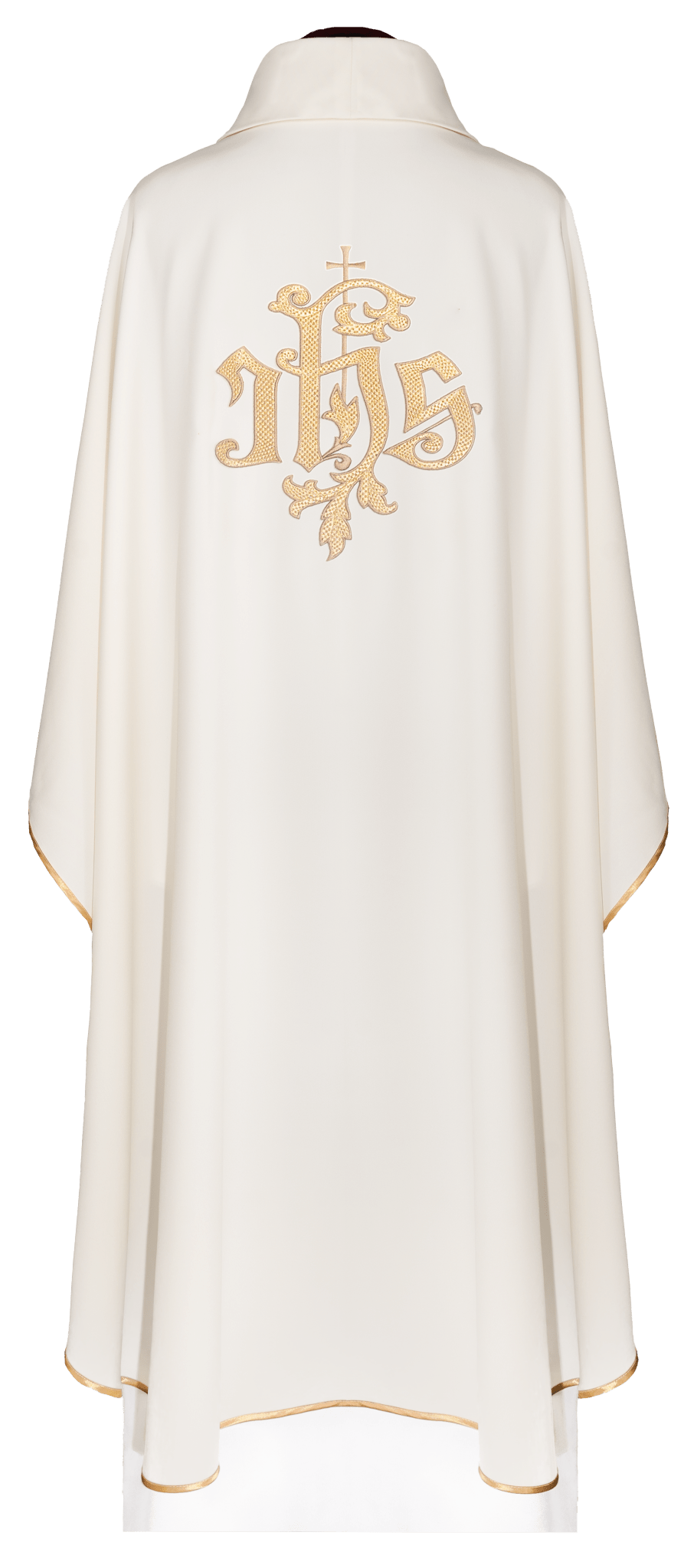 Chasuble écru brodé avec le symbole IHS en or KDT/7047/05/12 - CHASUBLES.FR