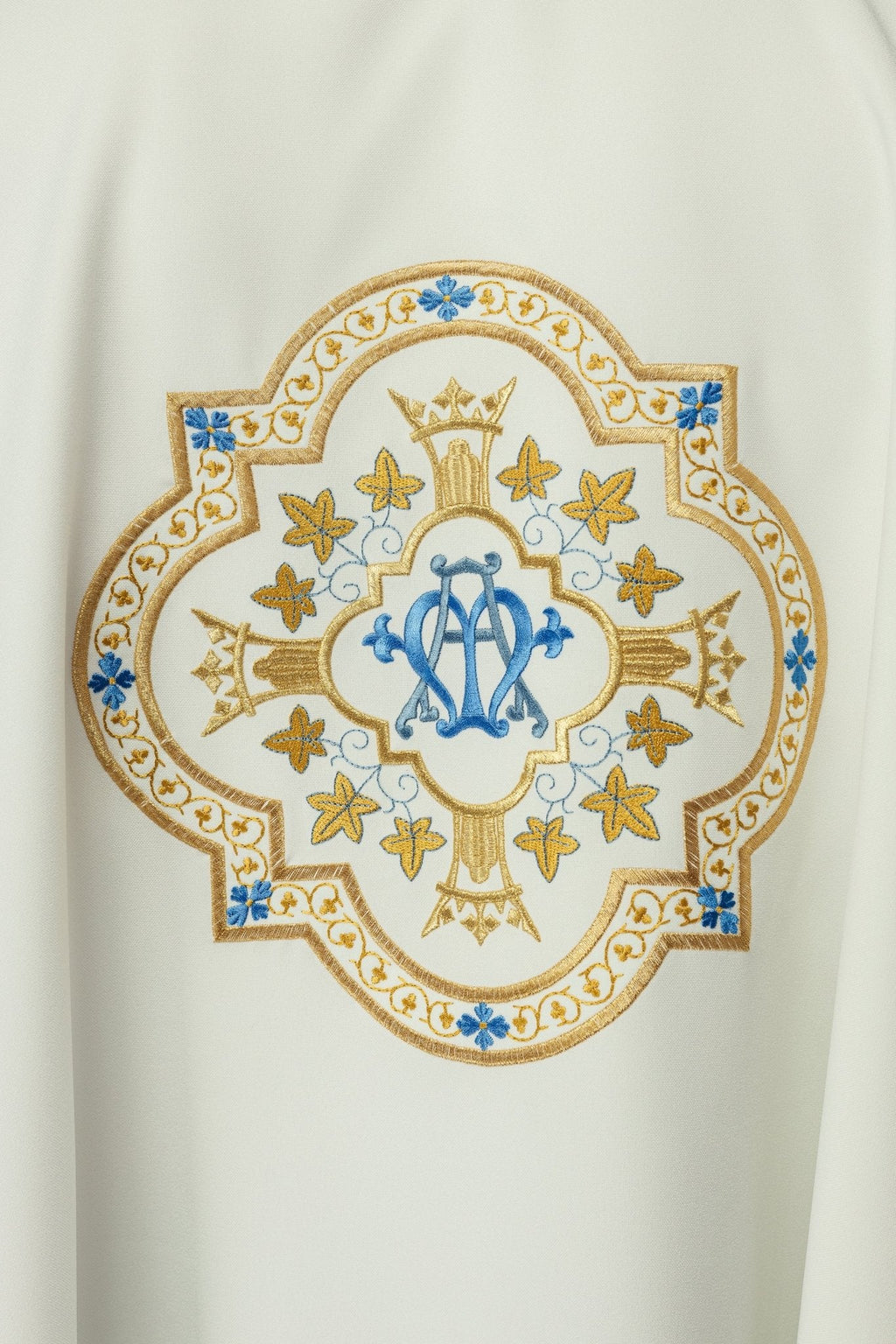 Chasuble écrue avec motif marial KOR/384/05/12 - CHASUBLES.FR