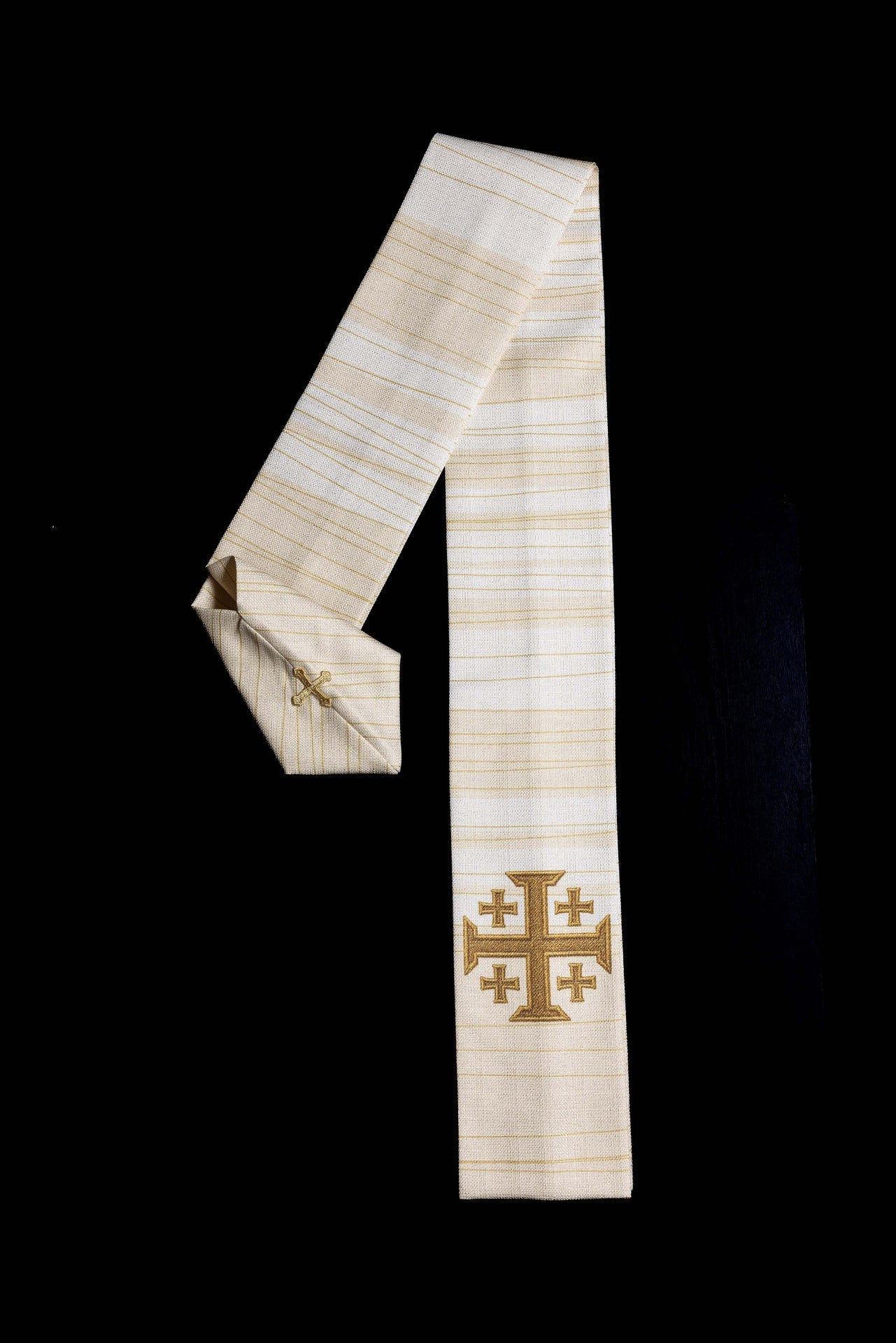 Chasuble écrue imprimée avec la Croix de Jérusalem KOD/7001/05/40 - CHASUBLES.FR