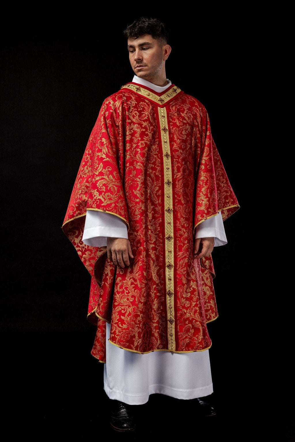 Chasuble faite à la main avec pierres naturelles Fait à la main 7003 HM/7003/02/90 - CHASUBLES.FR