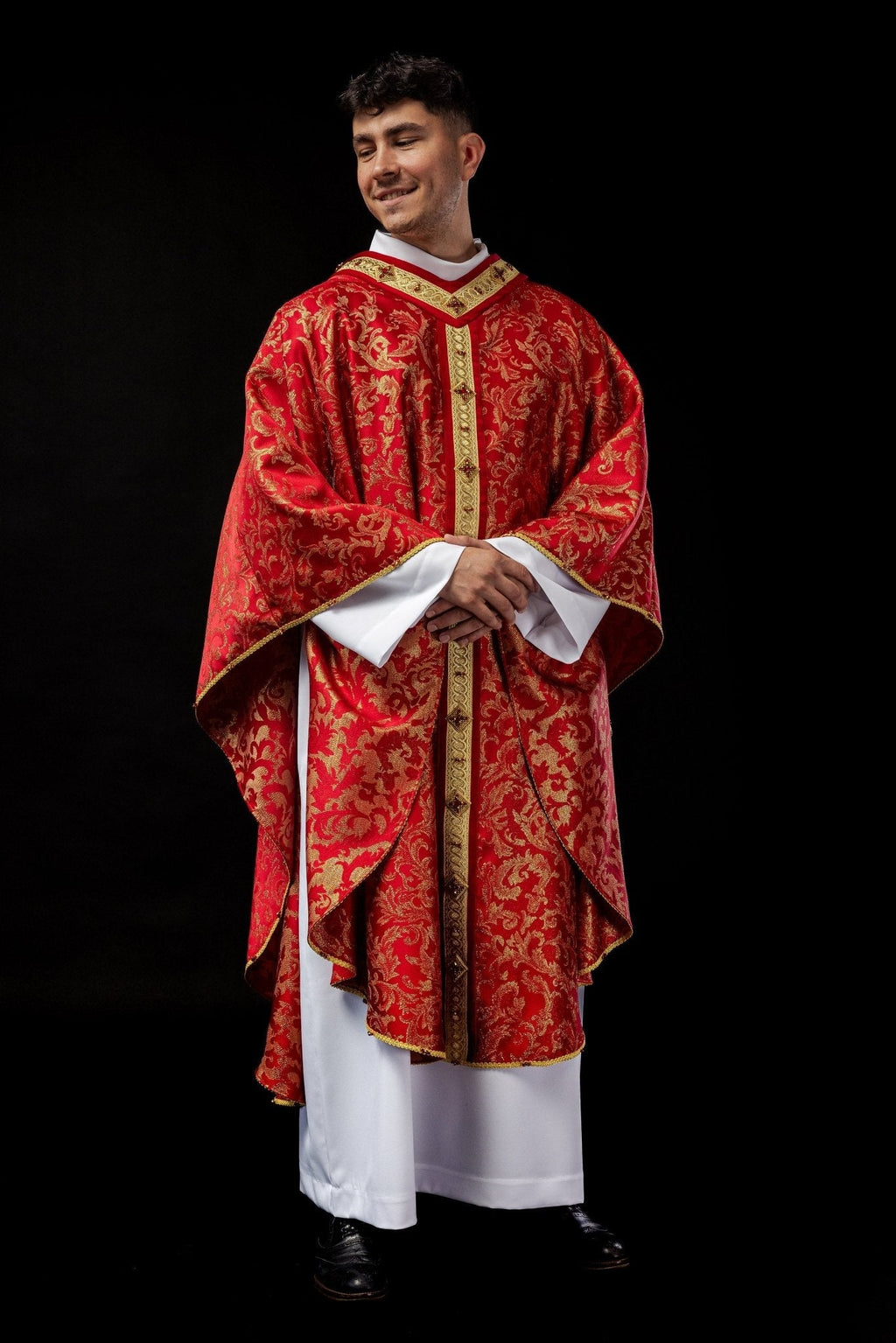 Chasuble faite à la main avec pierres naturelles Fait à la main 7003 HM/7003/02/90 - CHASUBLES.FR