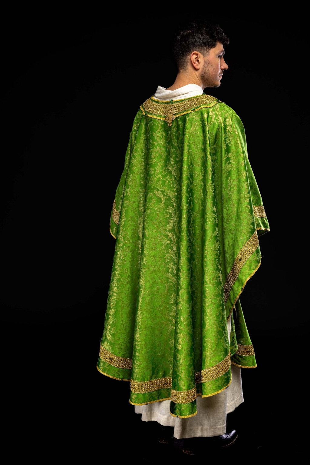 Chasuble faite main avec pierres naturelles Handmade 7010 Vert HM/7010/01/90 - CHASUBLES.FR