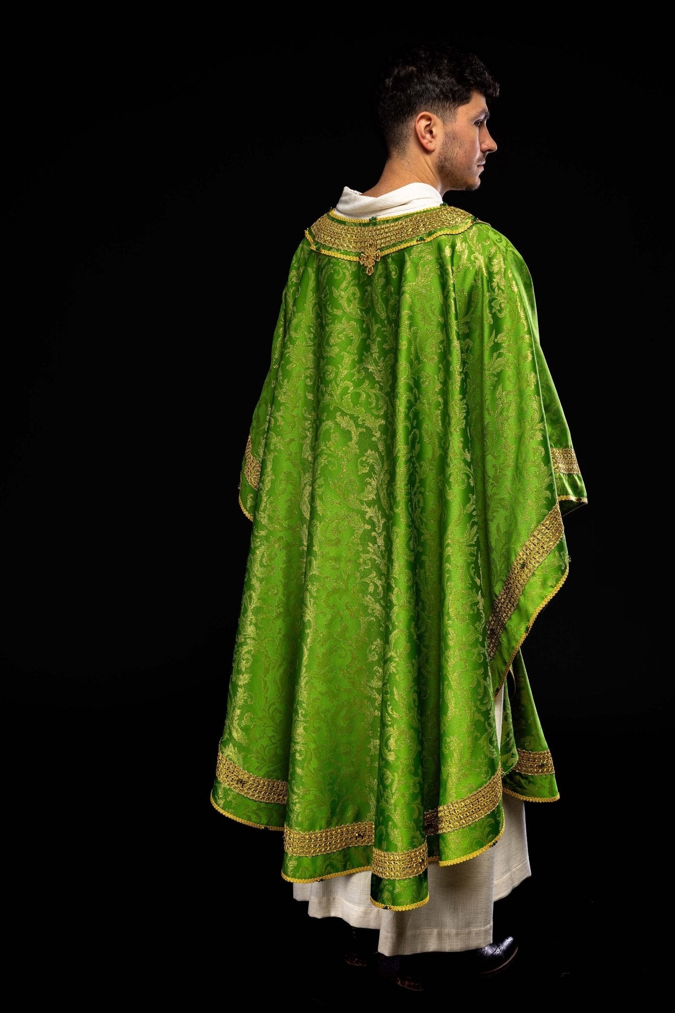 Chasuble faite main avec pierres naturelles Handmade 7010 Vert HM/7010/01/90 - CHASUBLES.FR