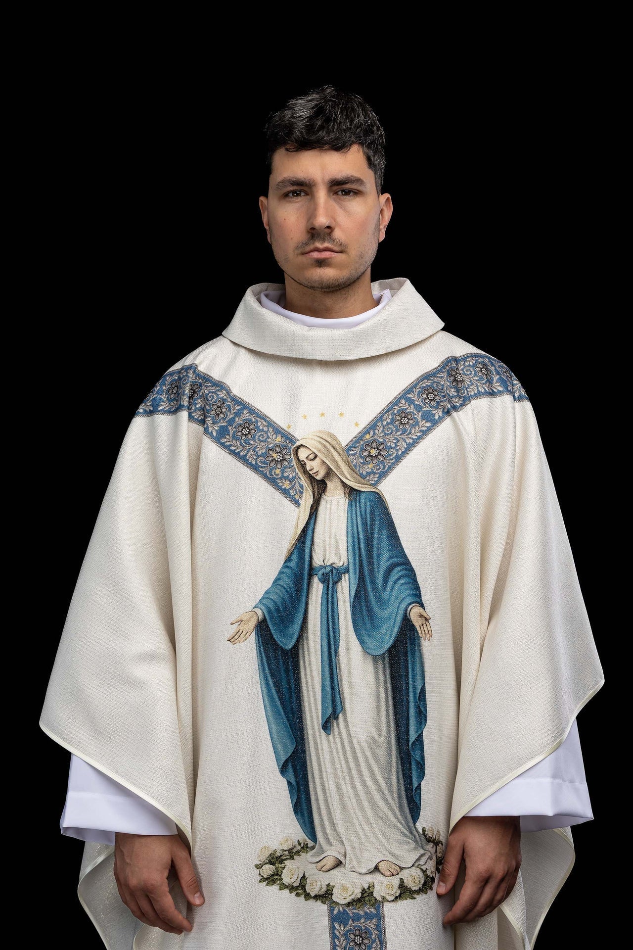 Chasuble imprimée avec l’image de l’Immaculée Conception KOD/7006/05/40 - CHASUBLES.FR