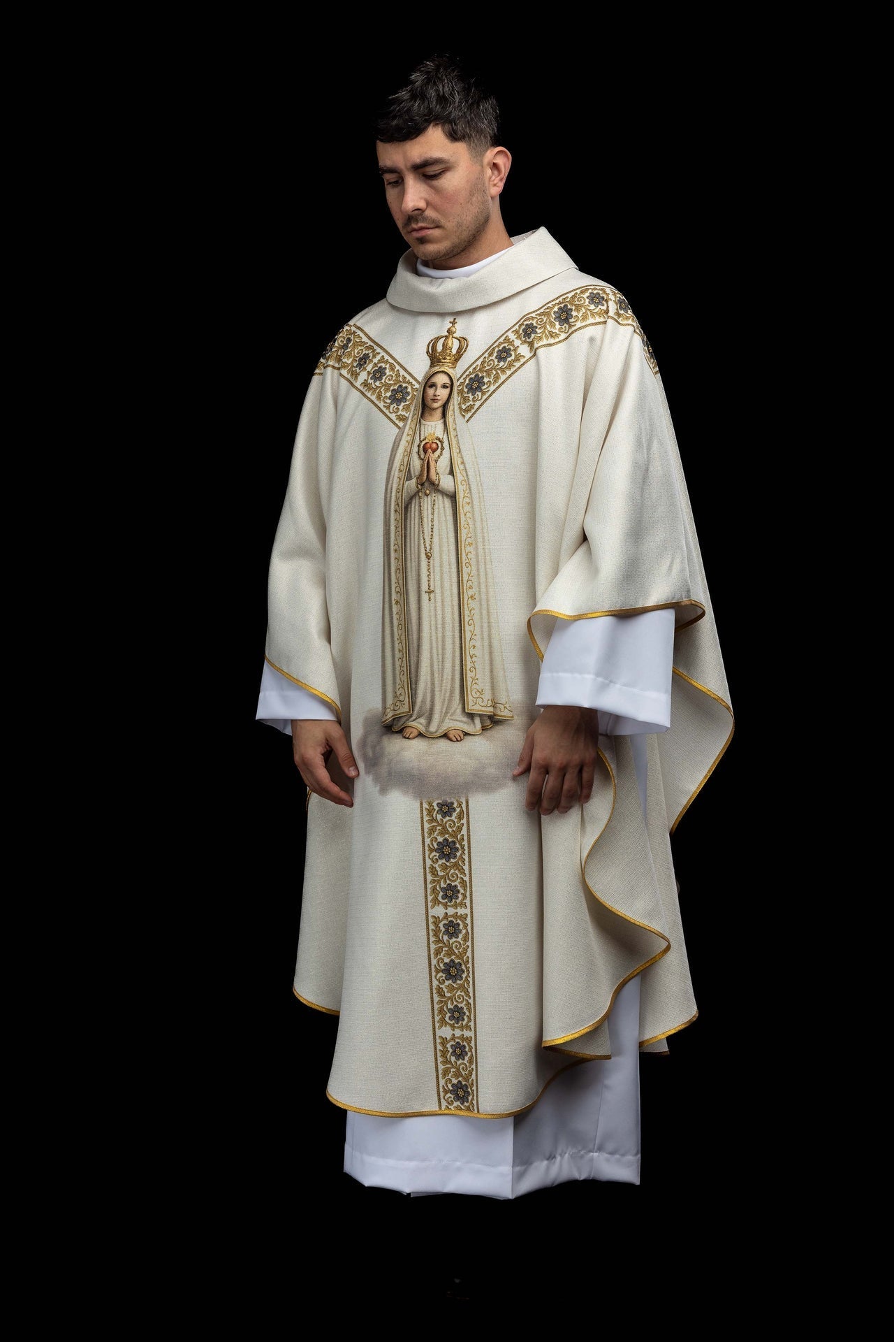 Chasuble imprimée avec l’image de Notre - Dame de Fatima KOD/7011/05/40 - CHASUBLES.FR