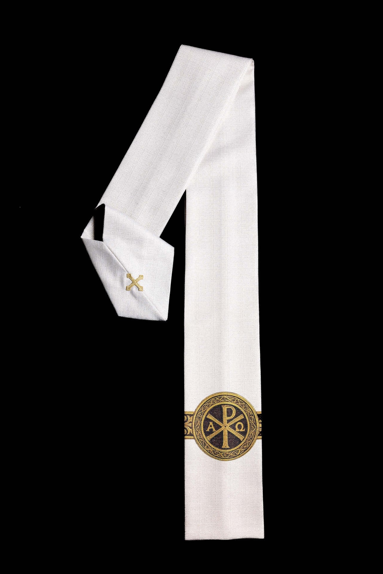Chasuble imprimée Pax écru avec riche ornements dorés KOD/7009/05/40 - CHASUBLES.FR