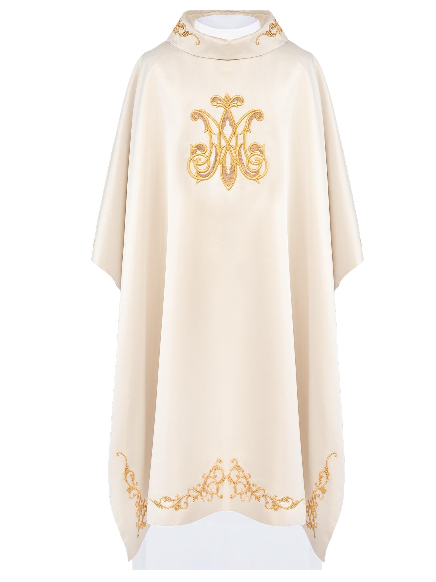 Chasuble liturgique avec armoiries mariales richement brodées S-7555-05-54 - CHASUBLES.FR