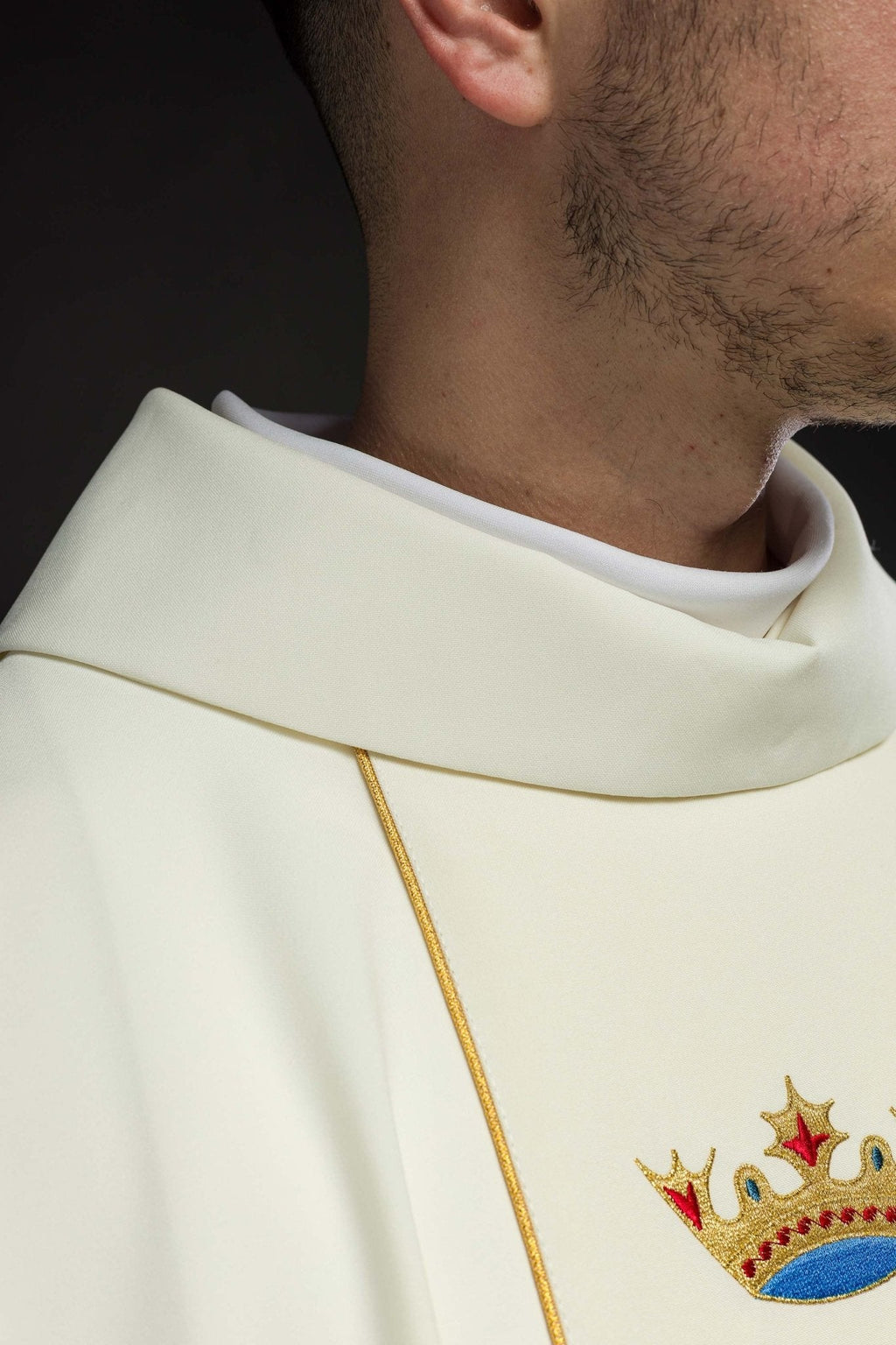 Chasuble liturgique mariale avec ceinture KOR/128/05/01 ECRU - CHASUBLES.FR