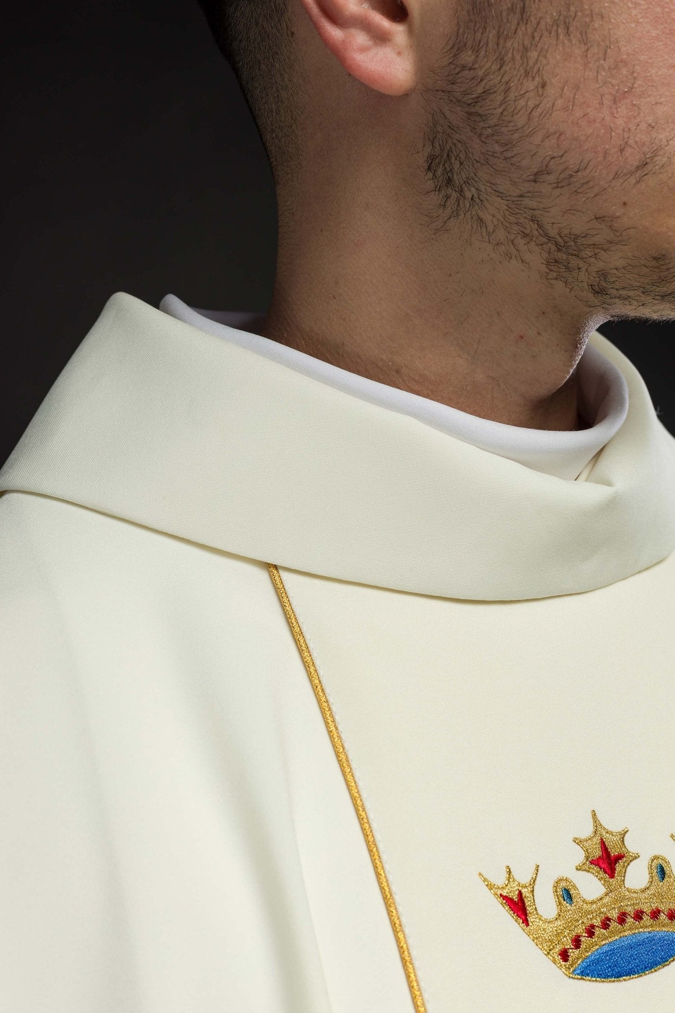 Chasuble liturgique mariale avec ceinture KOR/128/05/01 ECRU - CHASUBLES.FR