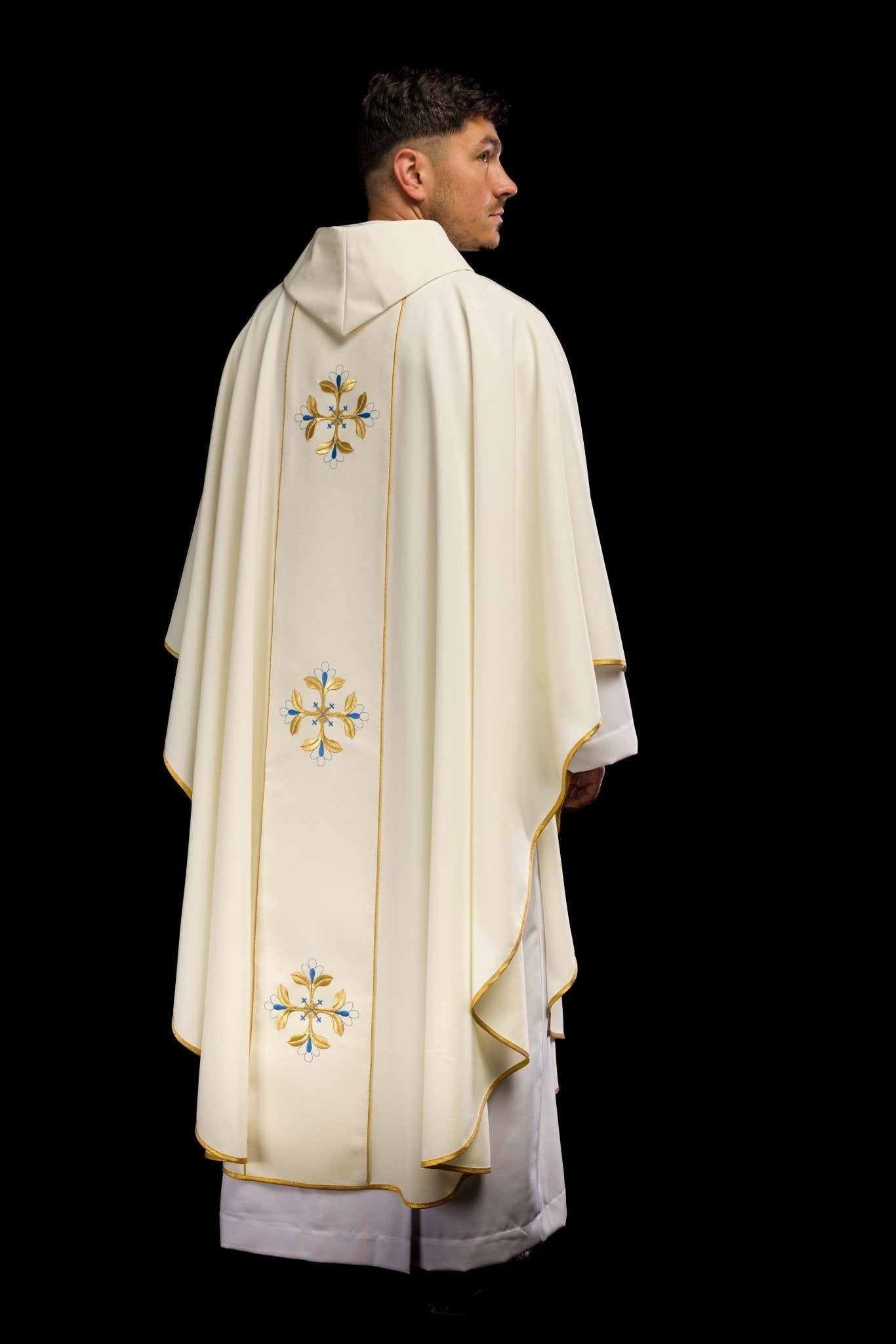 Chasuble liturgique mariale avec ceinture KOR/128/05/01 ECRU - CHASUBLES.FR