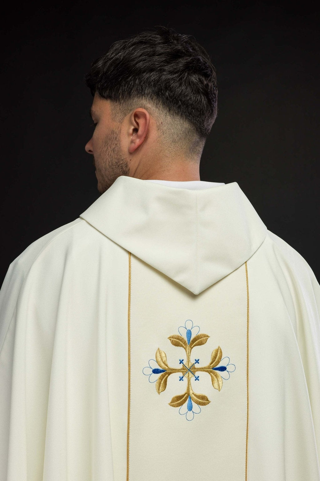 Chasuble liturgique mariale avec ceinture KOR/128/05/01 ECRU - CHASUBLES.FR
