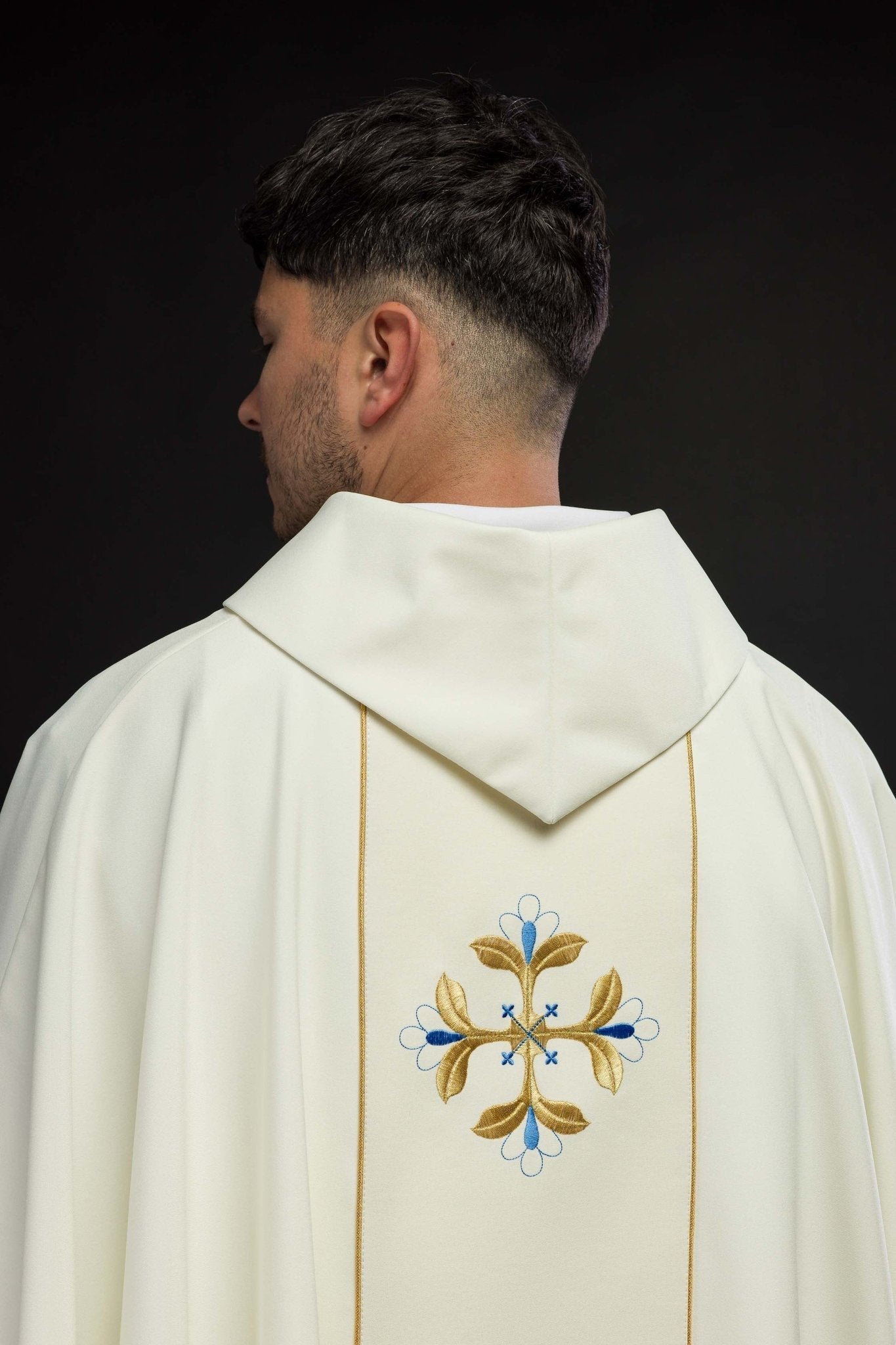 Chasuble liturgique mariale avec ceinture KOR/128/05/01 ECRU - CHASUBLES.FR