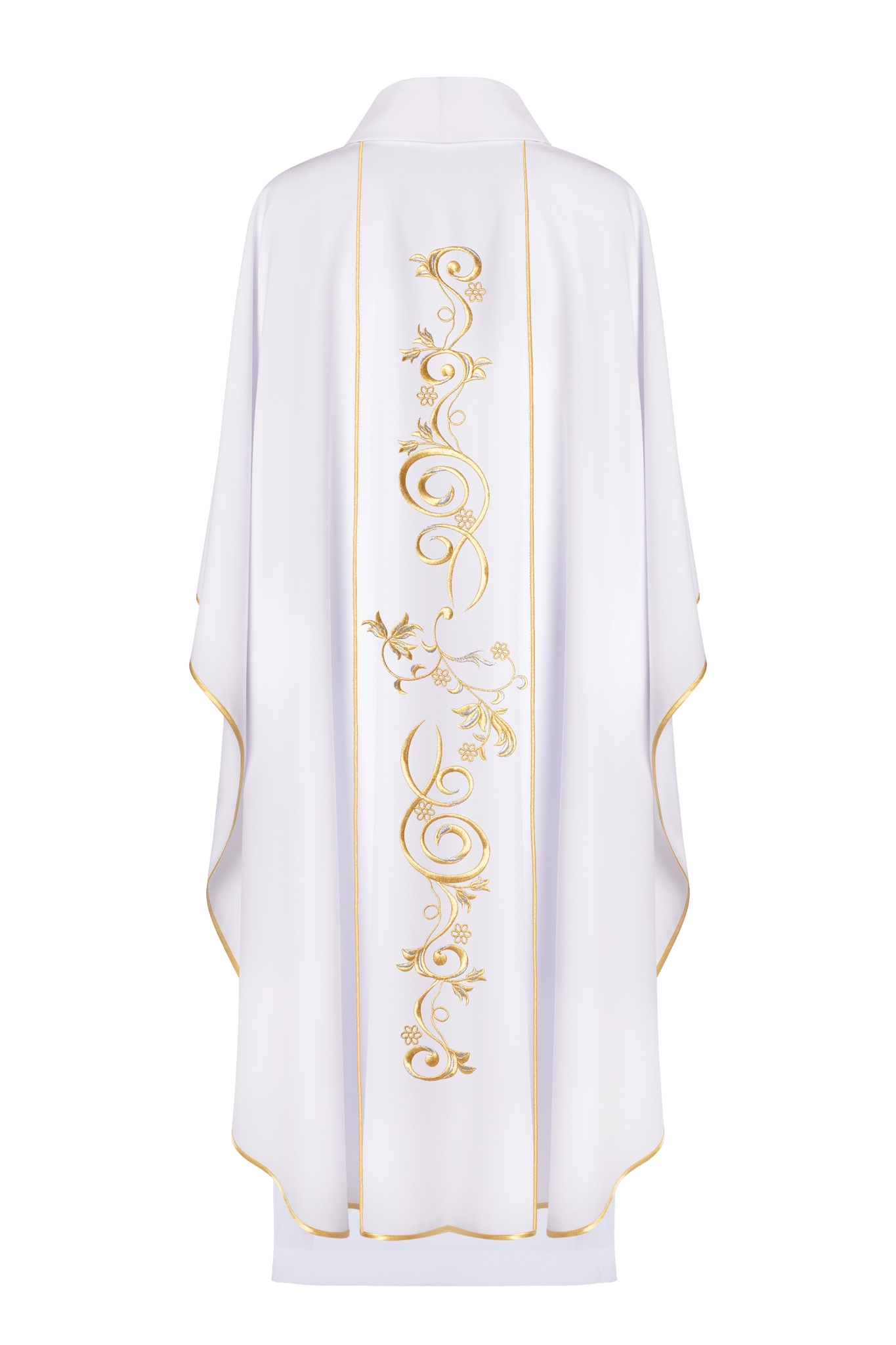 Chasuble liturgique mariale avec ceinture brodée en blanc KOR/072/04/01 BIAŁY - CHASUBLES.FR