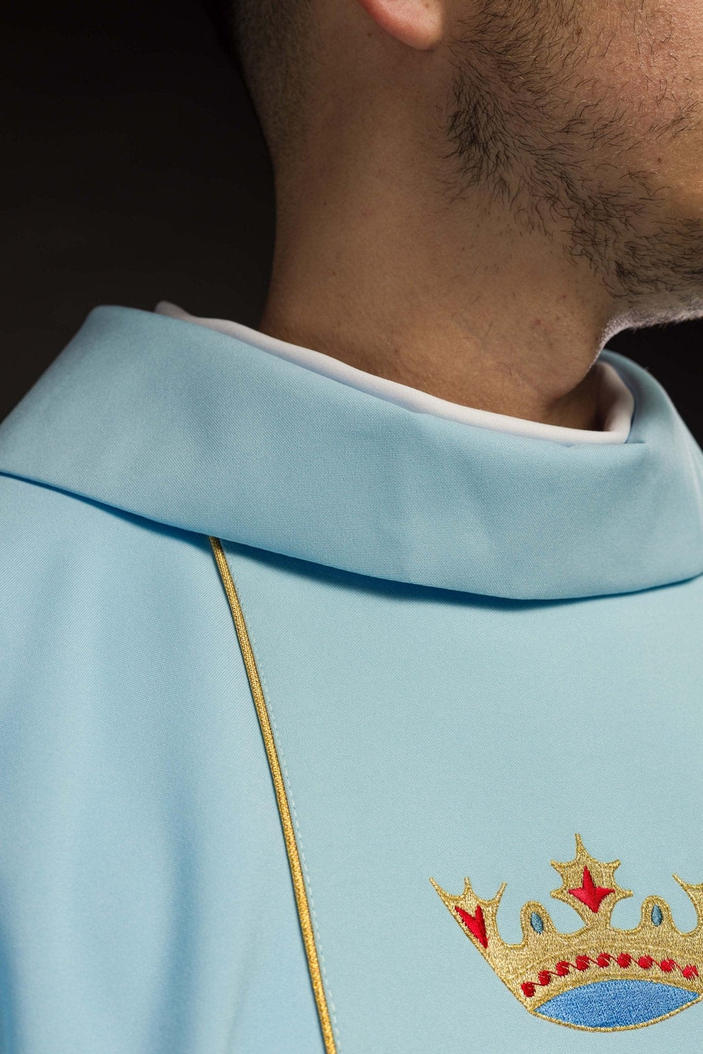 Chasuble liturgique mariale bleue avec ceinture KOR/128/06/01 NIEBIESKI - CHASUBLES.FR
