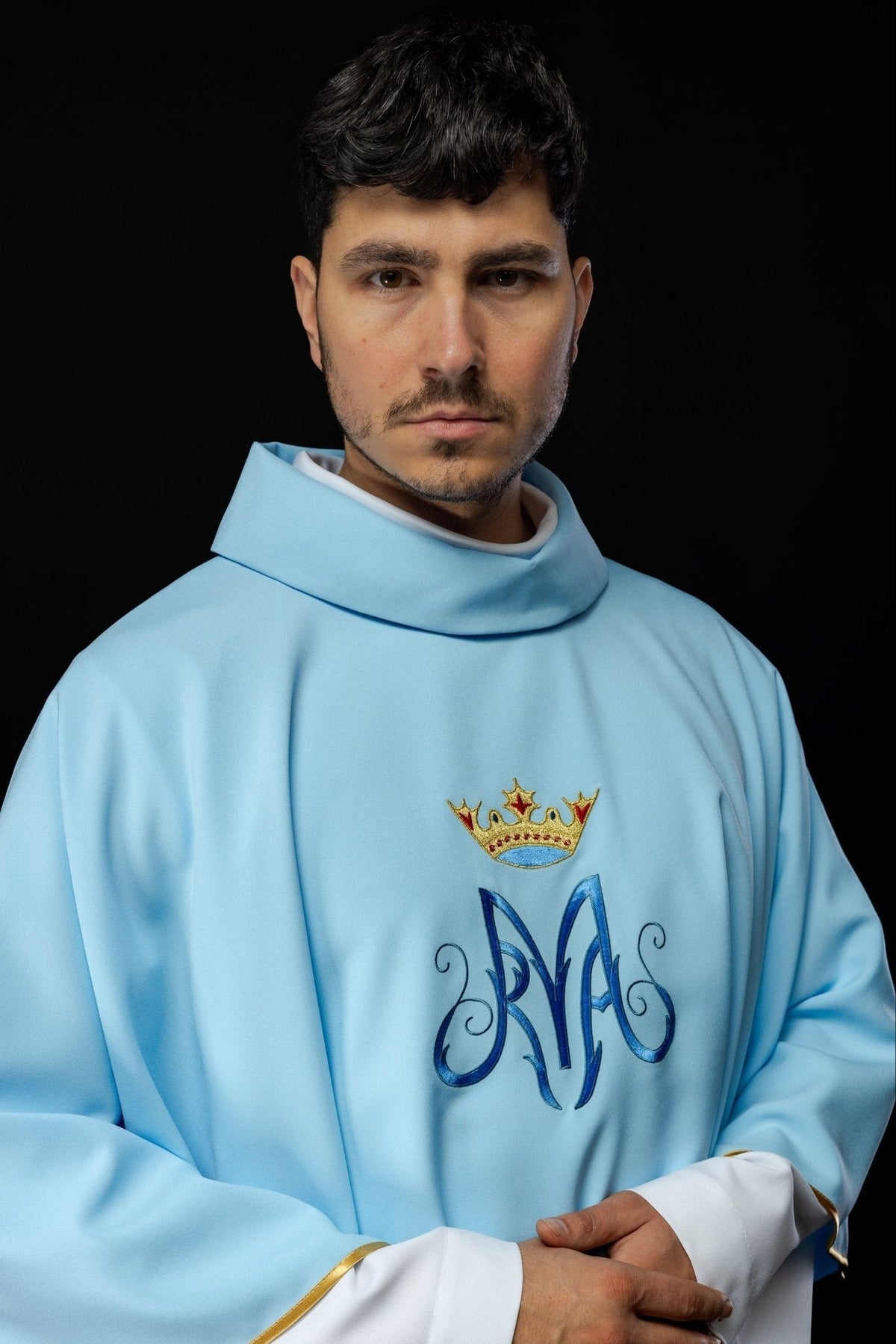 Chasuble liturgique mariale en bleu KOR/127/06/12 NIEBIESKI - CHASUBLES.FR