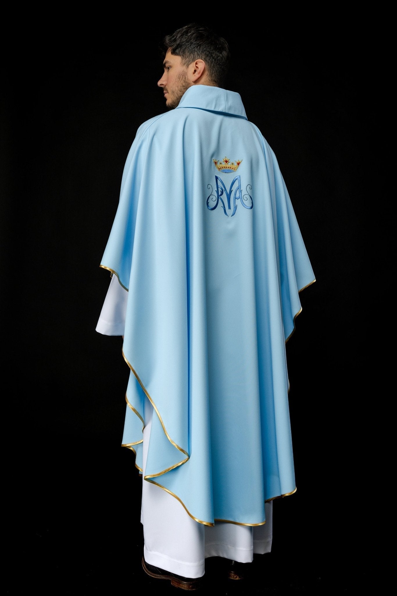 Chasuble liturgique mariale en bleu KOR/127/06/12 NIEBIESKI - CHASUBLES.FR