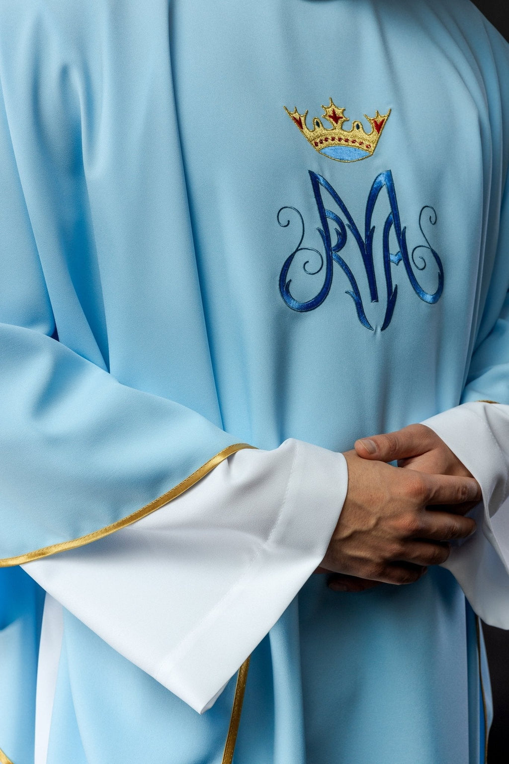 Chasuble liturgique mariale en bleu KOR/127/06/12 NIEBIESKI - CHASUBLES.FR