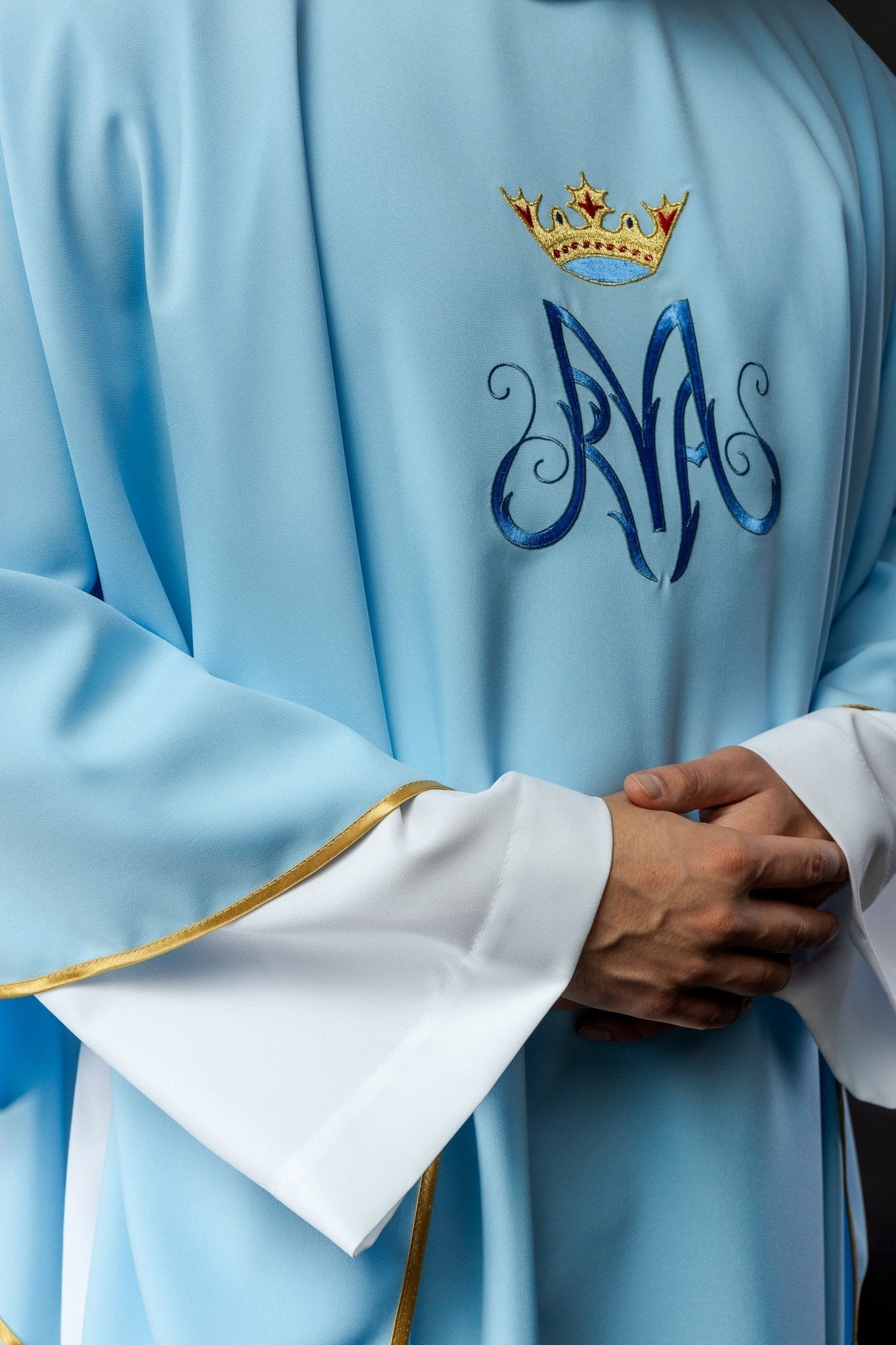 Chasuble liturgique mariale en bleu KOR/127/06/12 NIEBIESKI - CHASUBLES.FR