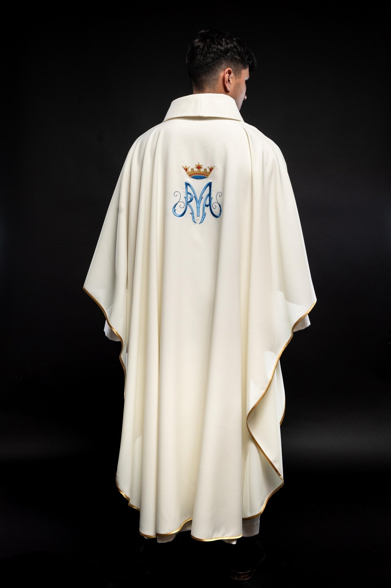 Chasuble liturgique mariale en écru KOR/127/05/12 ECRU - CHASUBLES.FR
