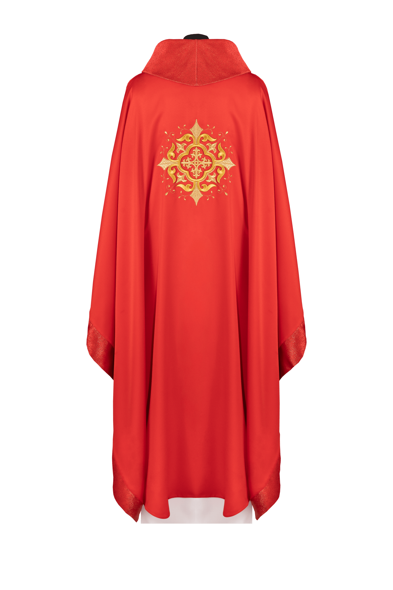 Chasuble liturgique rouge, brodée d’un motif de croix avec une finition riche KDT/7021/02/53 - CHASUBLES.FR