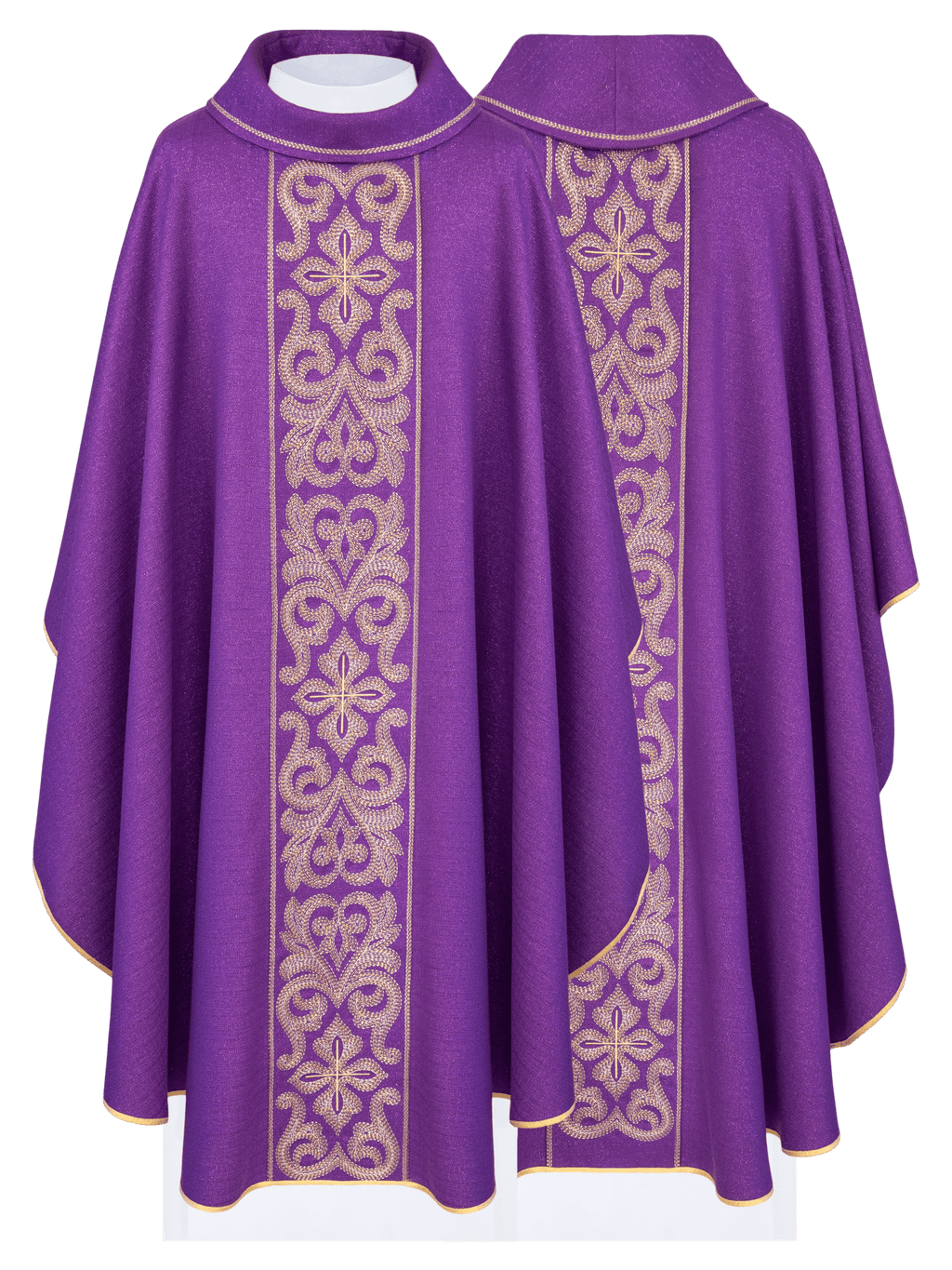 Chasuble richement brodée de croix Pourpre LE/7028/03 - CHASUBLES.FR