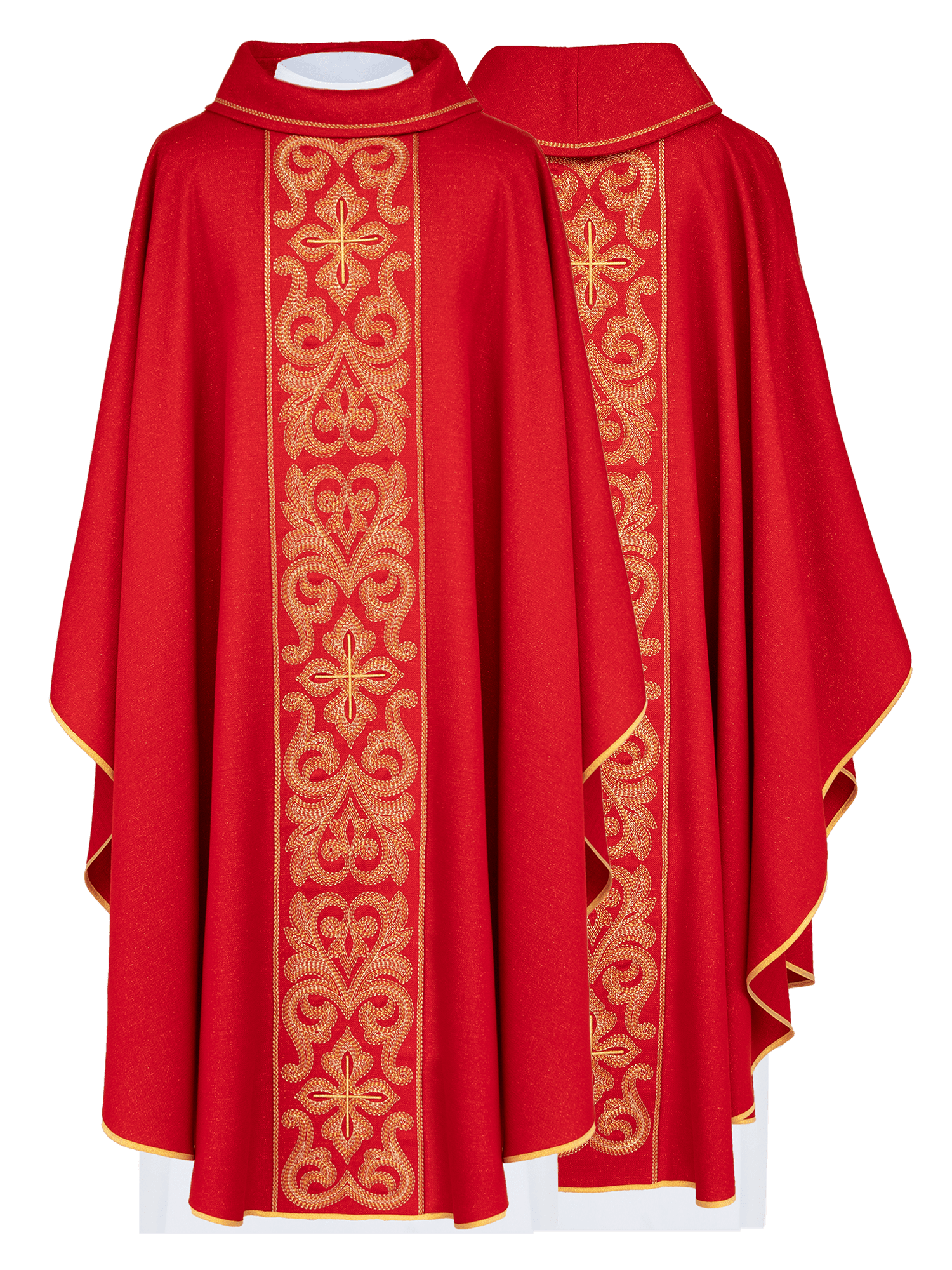 Chasuble richement brodée de croix Rouge LE/7028/02 - CHASUBLES.FR