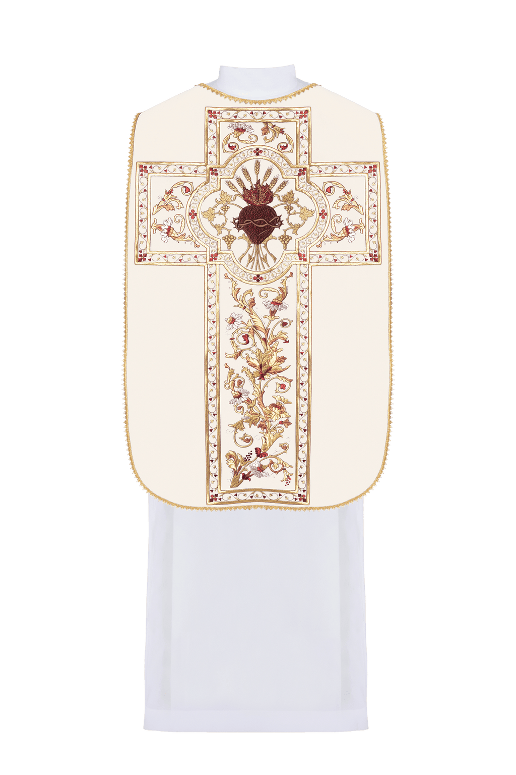 Chasuble romaine brodée du Cœur de Jésus - Christ KOR/199/05/20 - CHASUBLES.FR