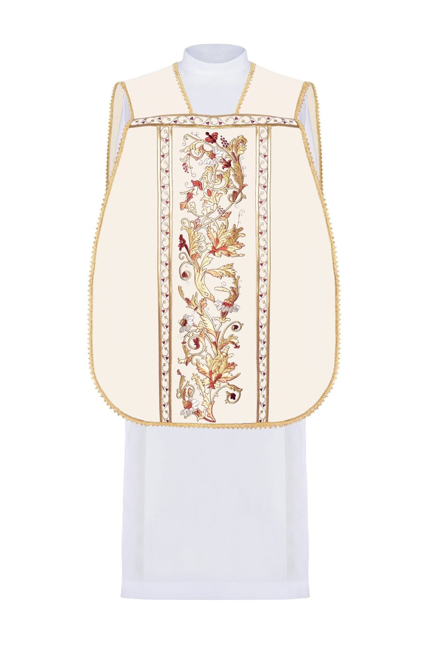 Chasuble romaine brodée d'un motif de calice eucharistique KOR/198/05/01 ECRU/RZ - CHASUBLES.FR