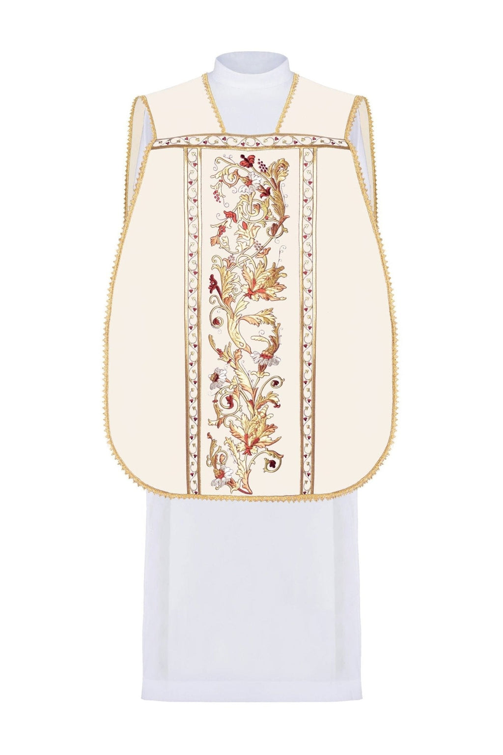 Chasuble romaine brodée d'un motif IHS KOR/200/05/01 ECRU - CHASUBLES.FR