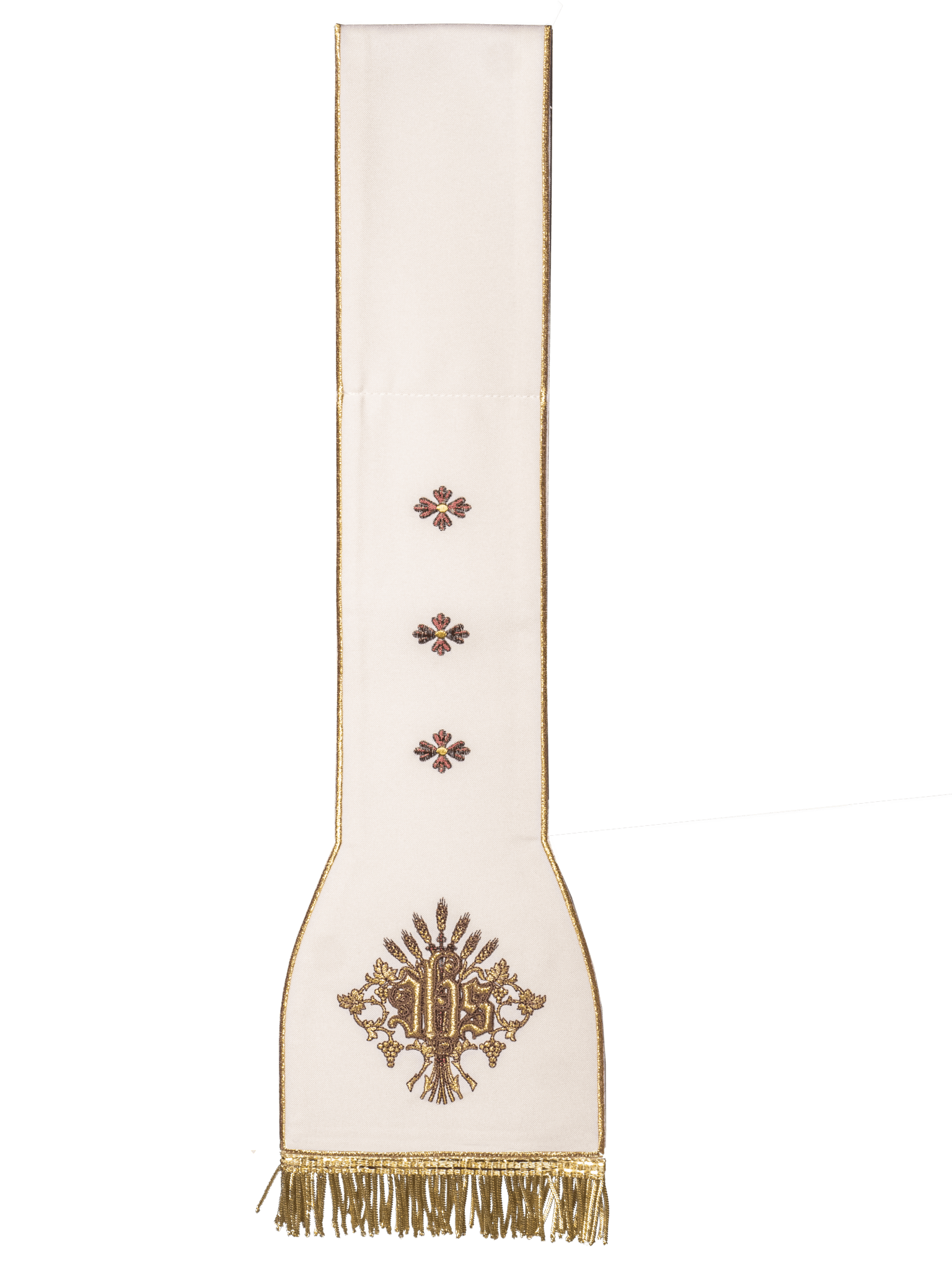 Chasuble romaine brodée d'un motif IHS KOR/200/05/01 ECRU - CHASUBLES.FR