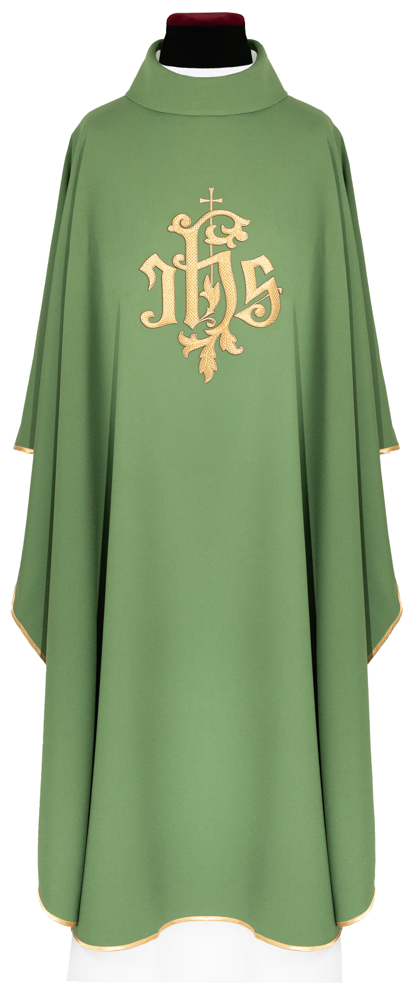 Chasuble vert avec broderie dorée IHS KDT/7047/01/12 - CHASUBLES.FR