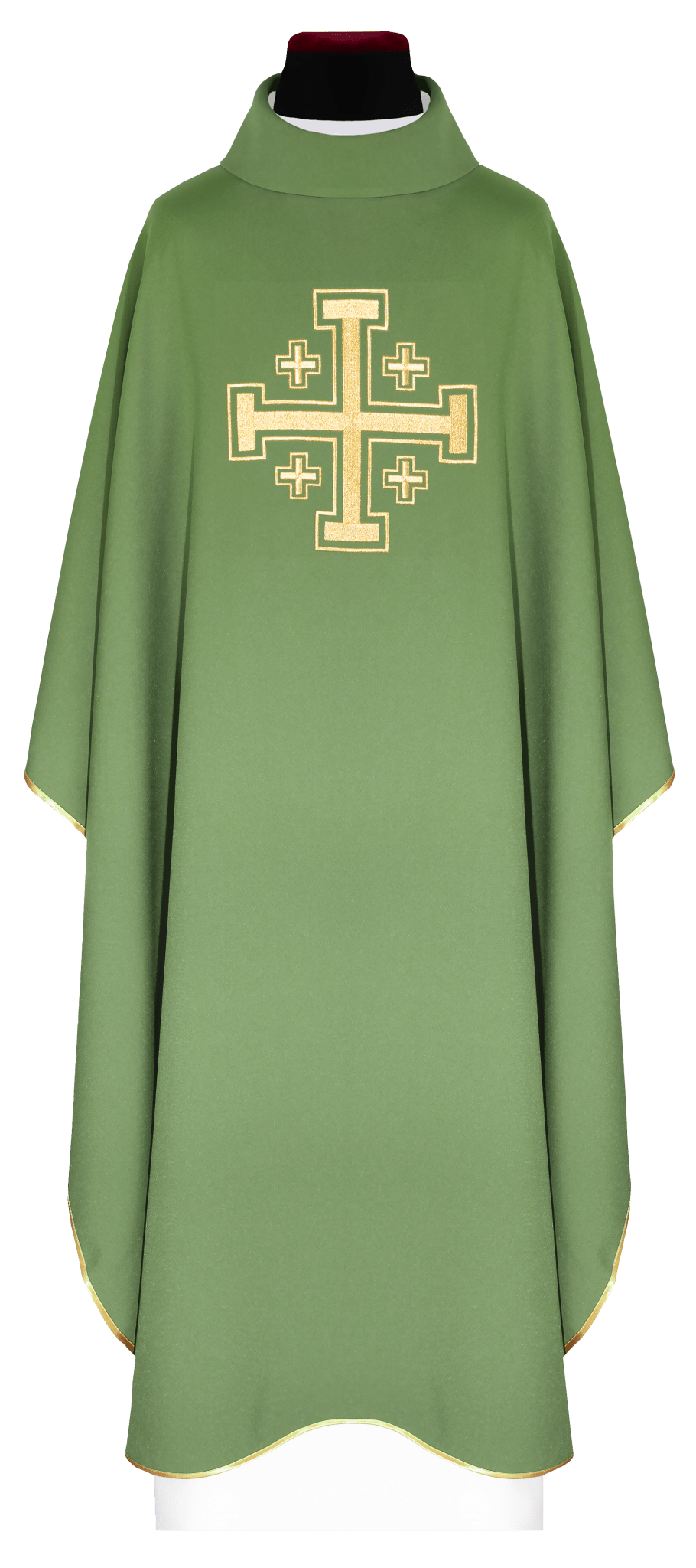 Chasuble verte brodée avec motif de croix KDT/7146/01/12 - CHASUBLES.FR