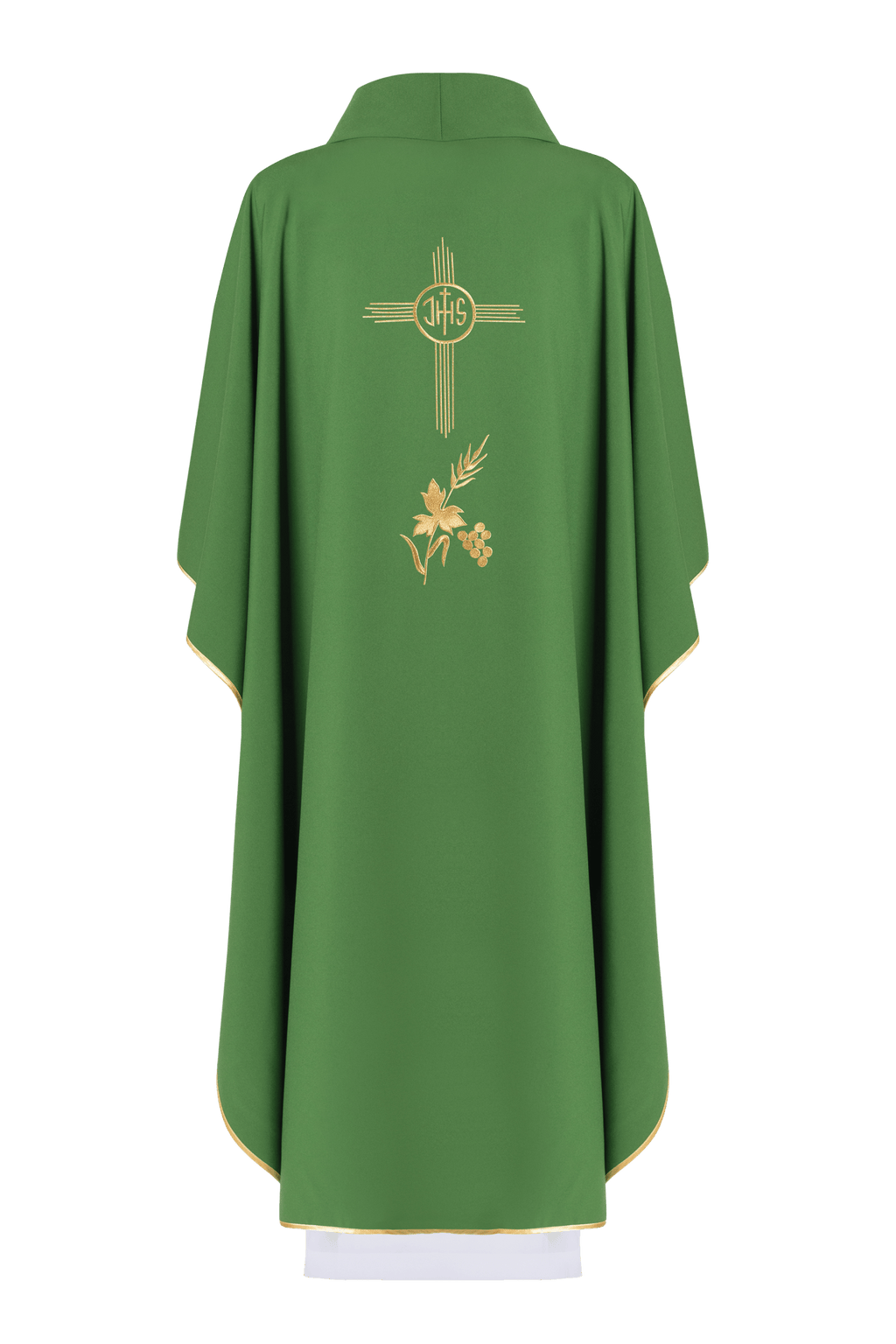 Chasuble verte brodée d'un motif IHS KOR/003/01/12 ZIELONY - CHASUBLES.FR