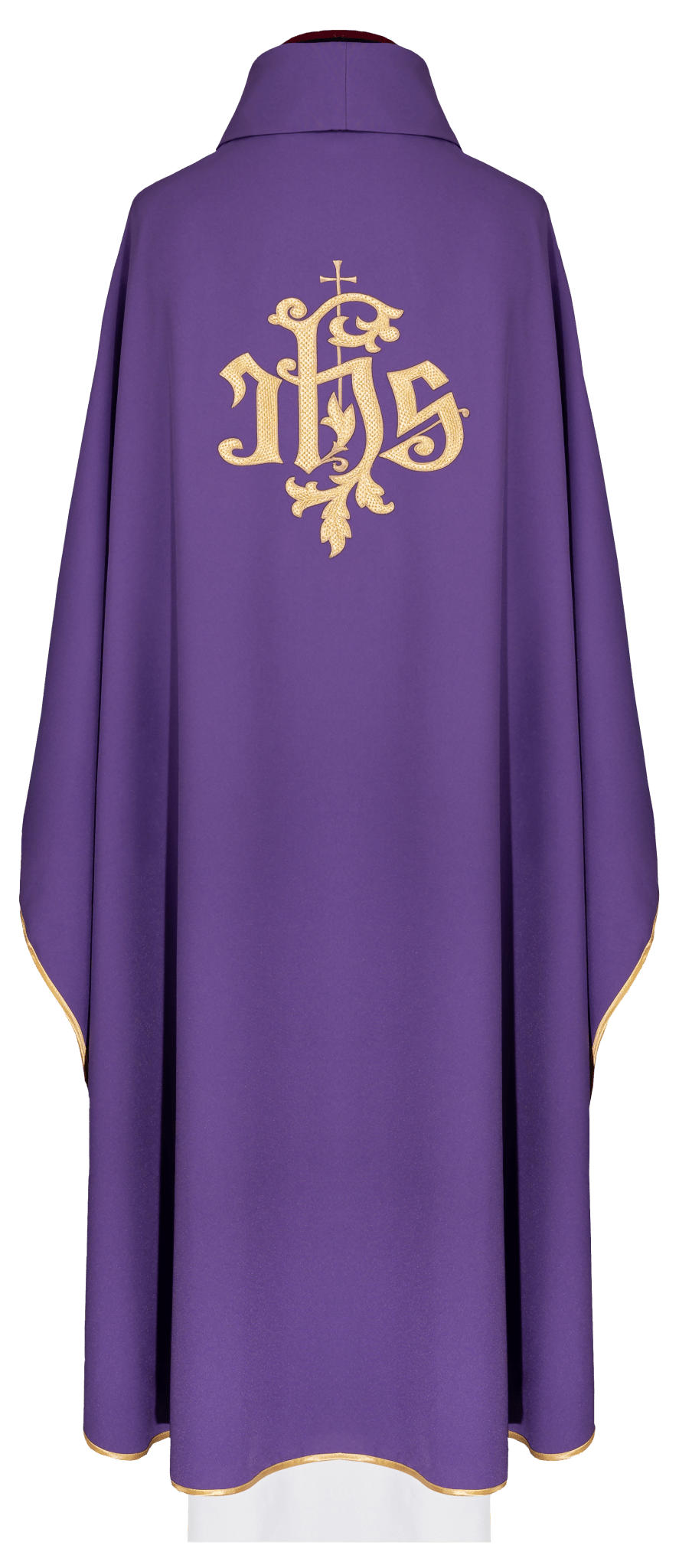 Chasuble violette avec broderie dorée IHS KDT/7047/03/12 - CHASUBLES.FR