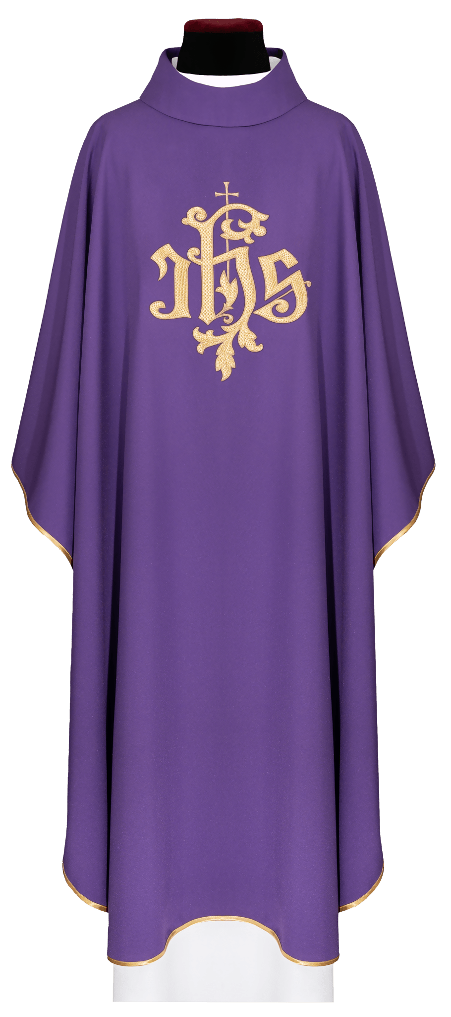Chasuble violette avec broderie dorée IHS KDT/7047/03/12 - CHASUBLES.FR
