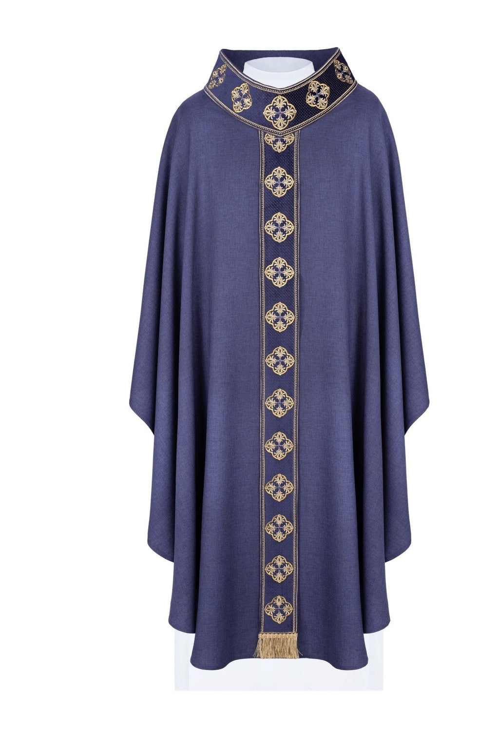 Chasuble violette avec ceinture brodée et collier croisé S - 7069 - 03 - 70 - CHASUBLES.FR