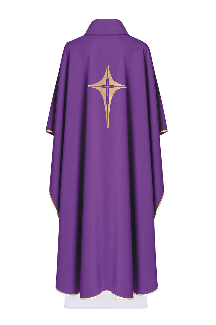 Chasuble violette brodée d'un motif de croix KOR/002/03/12 FIOLET - CHASUBLES.FR