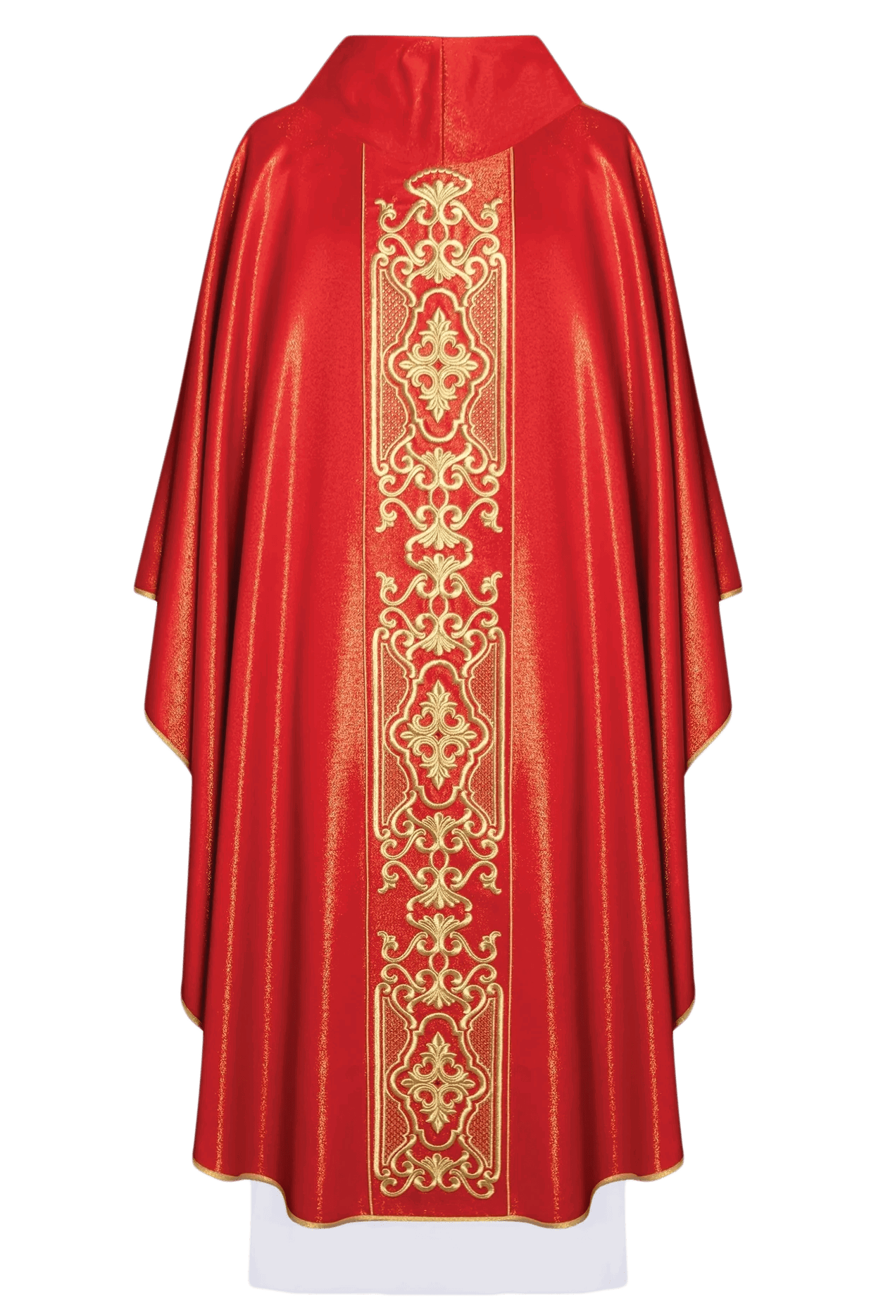 Chasuble rouge richement brodée de lustre