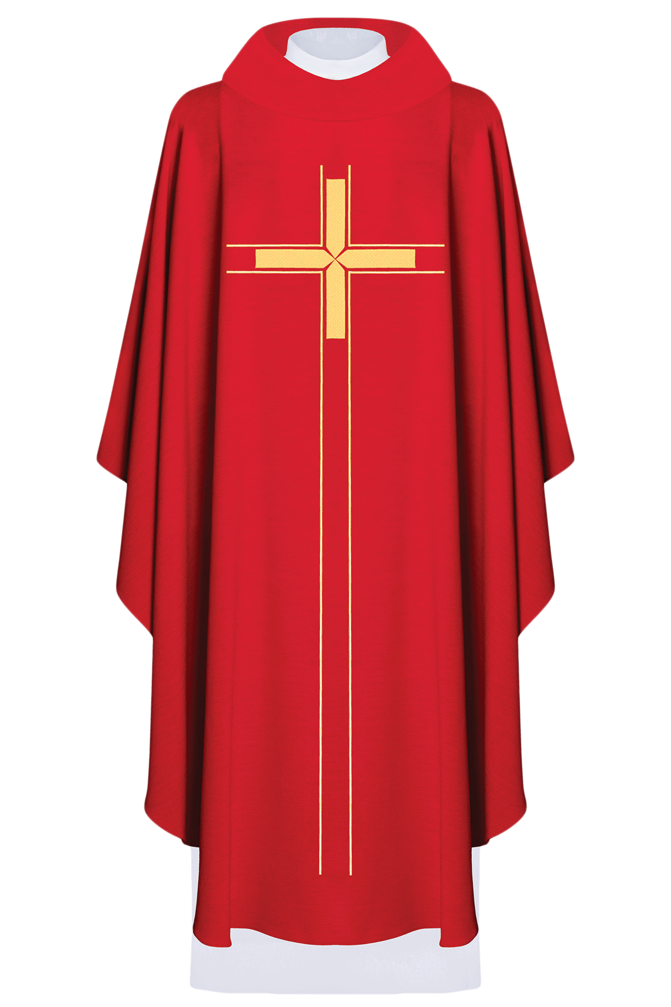 Chasuble rouge brodée au design minimaliste