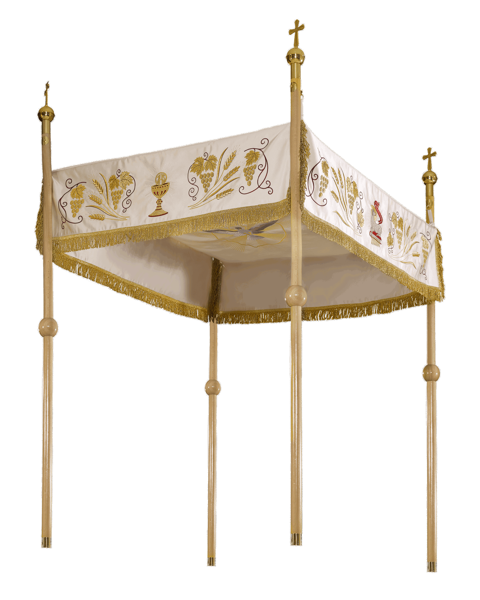 Dais de procession avec motif de calice, sacré cœur, JHS et un agneau KBA/001 130*160 - CHASUBLES.FR