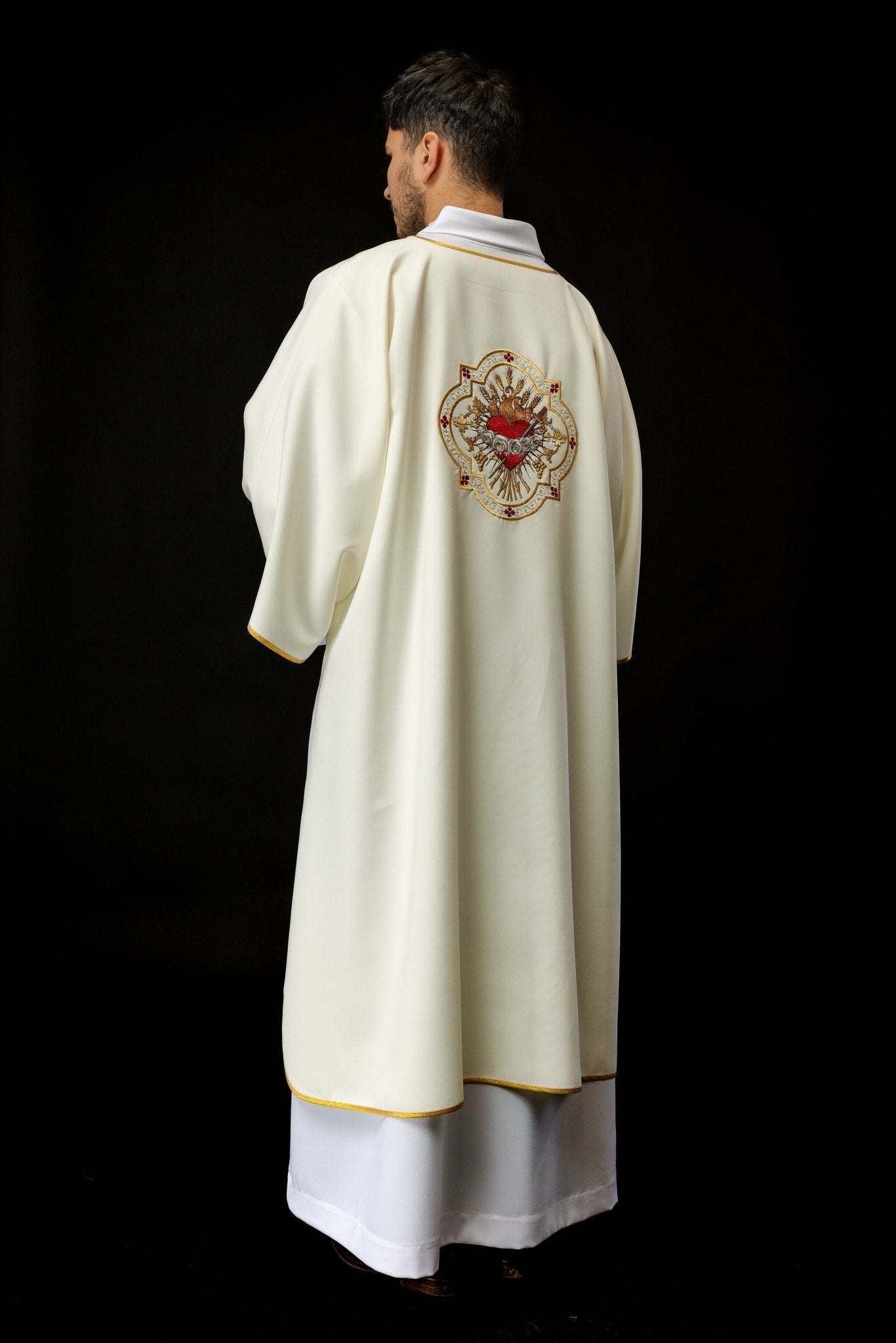 Dalmatique avec le motif du Cœur Immaculé de Marie KDL/392/05/01/D - CHASUBLES.FR
