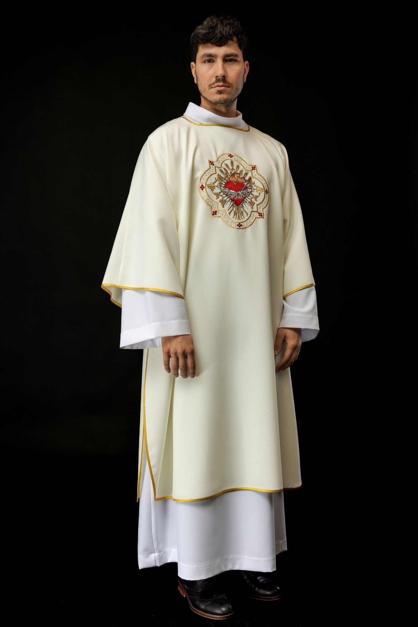 Dalmatique avec le motif du Cœur Immaculé de Marie KDL/392/05/01/D - CHASUBLES.FR