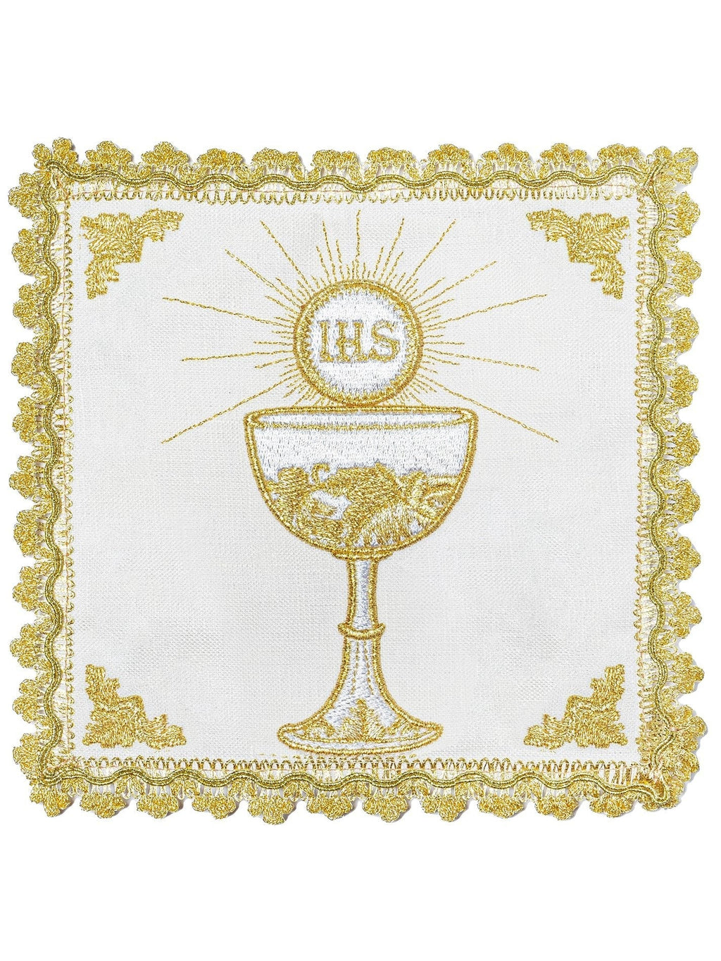 Ensemble de Linge d'autel avec un motif de calice doré HA/5002 - CHASUBLES.FR