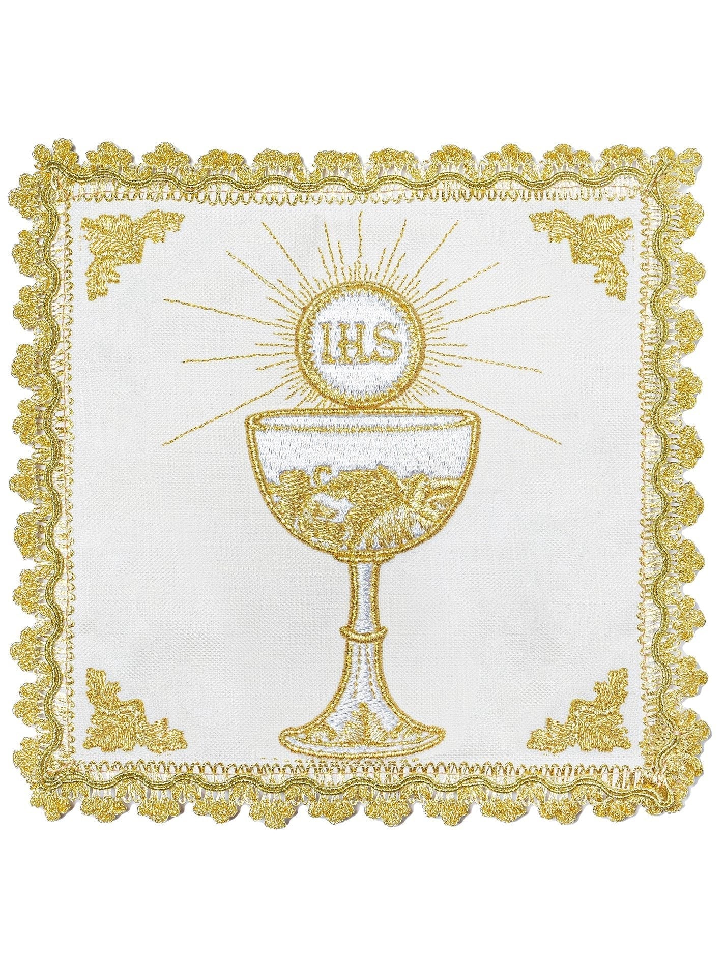 Ensemble de Linge d'autel avec un motif de calice doré HA/5002 - CHASUBLES.FR