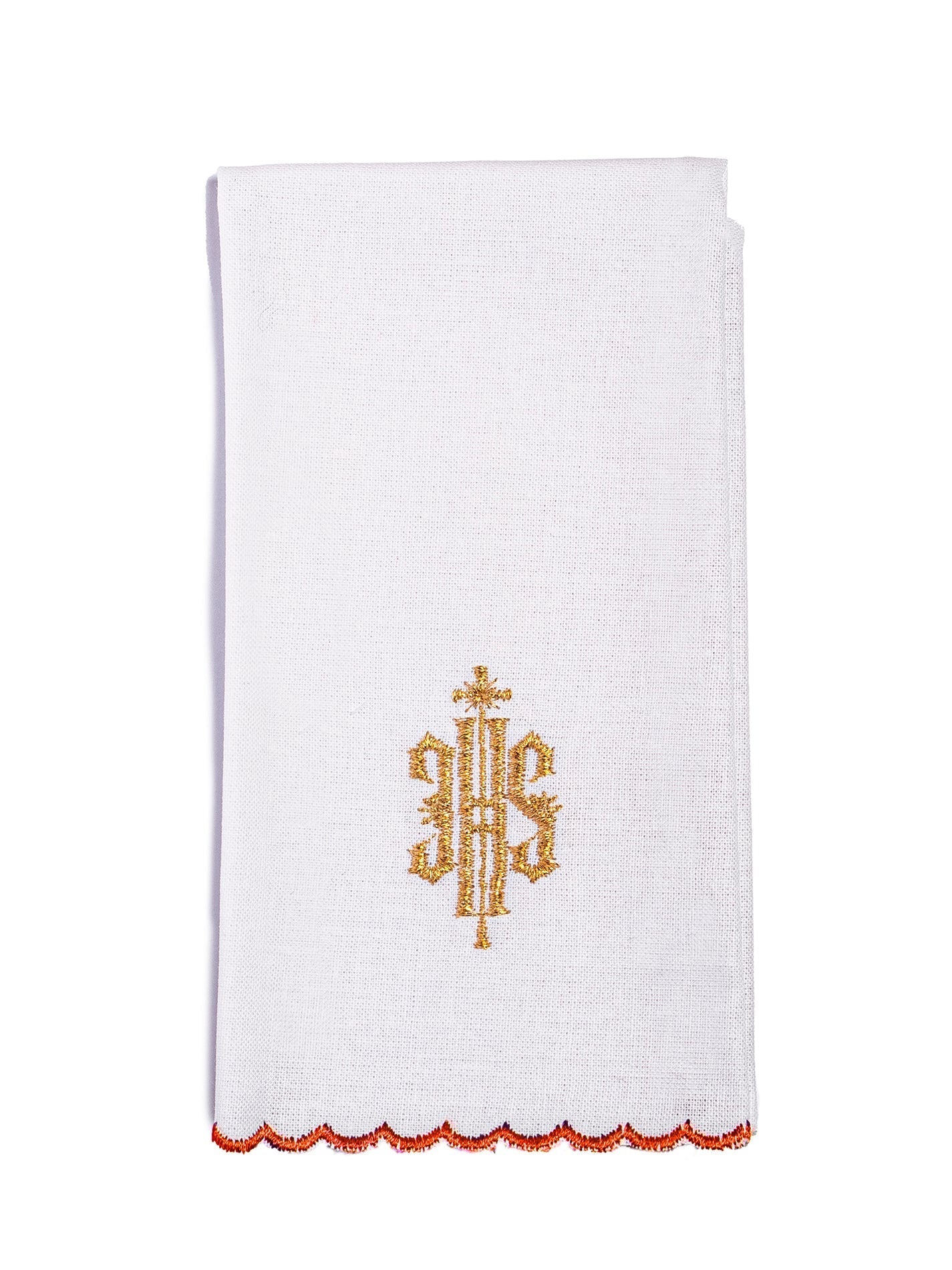 Ensemble de Linge d'autel brodé avec le motif IHS en rouge KK/029/02 - CHASUBLES.FR