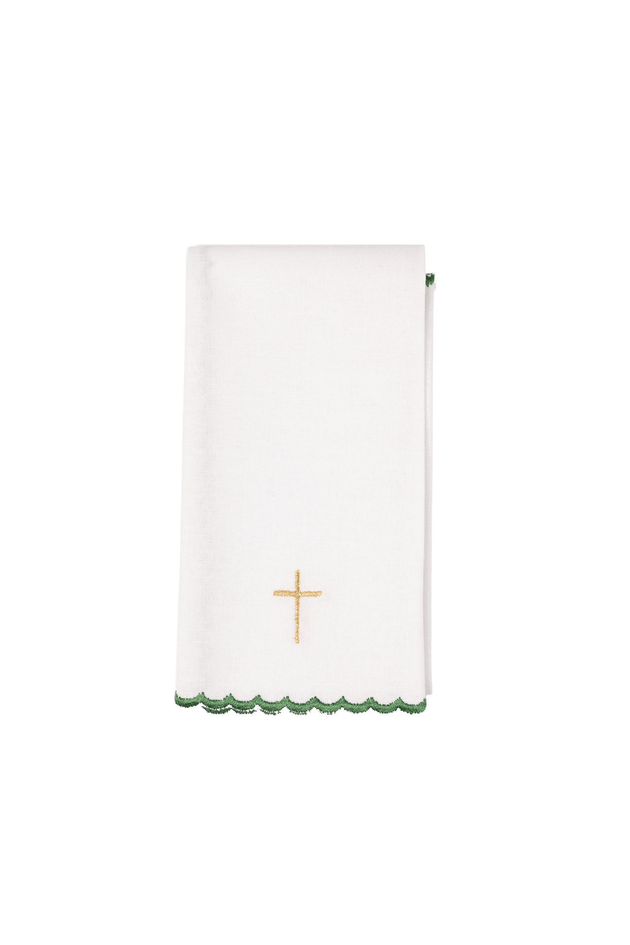 Ensemble de linge d’autel brodé avec motif de croix vert KDT/5028/01 ZIELONY - CHASUBLES.FR