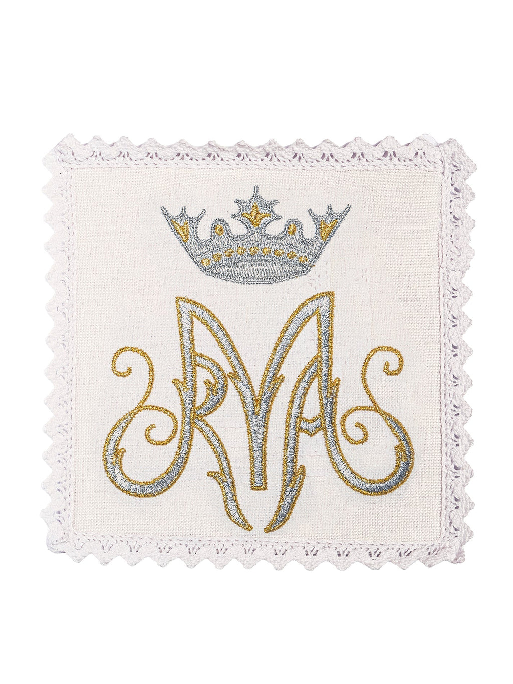Ensemble de Linge d'autel en lin avec le motif marial KKL/003/C2 - CHASUBLES.FR